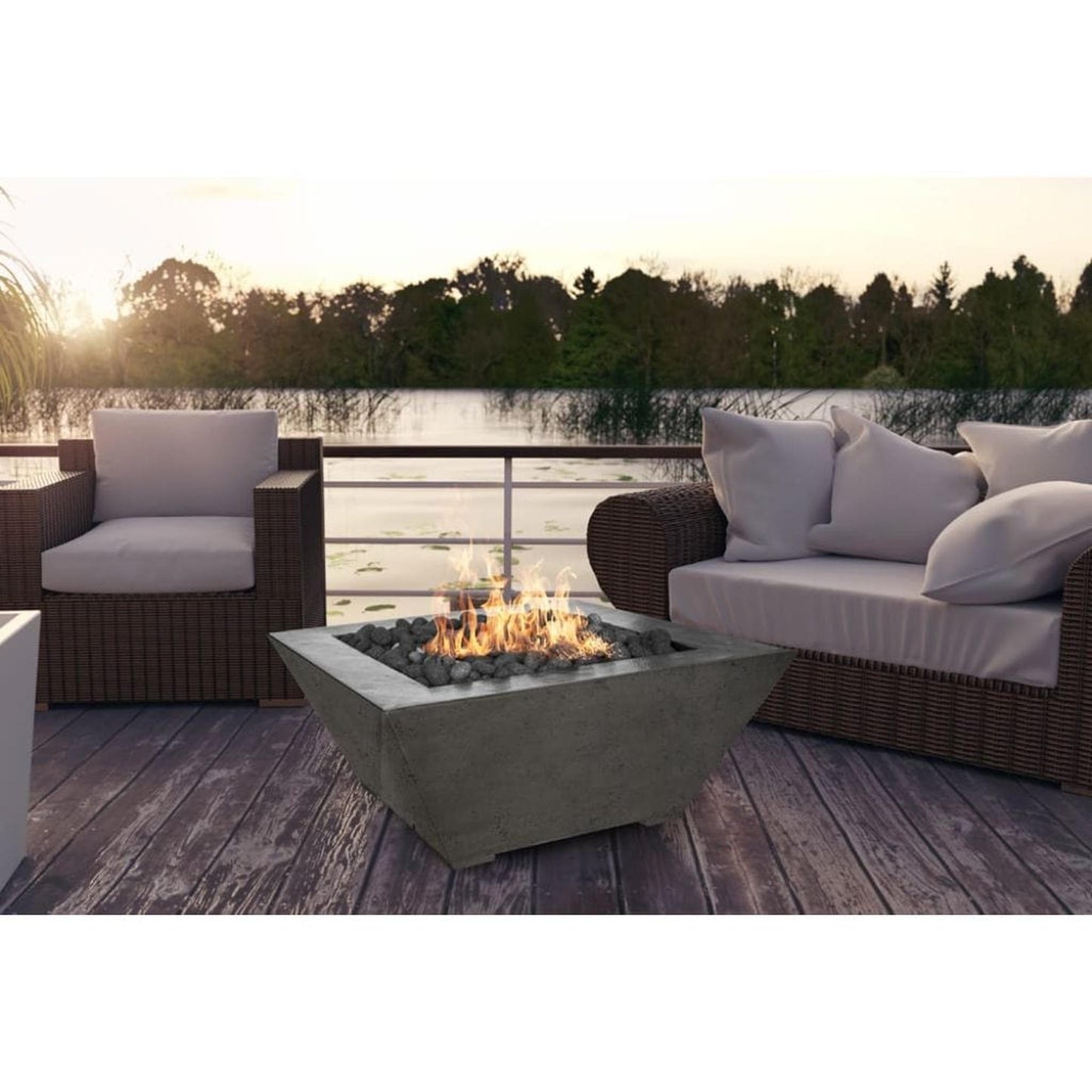 Prism Hardscapes Lombard 42" Cafe Square Concrete Natural Gas Fire Pit Table