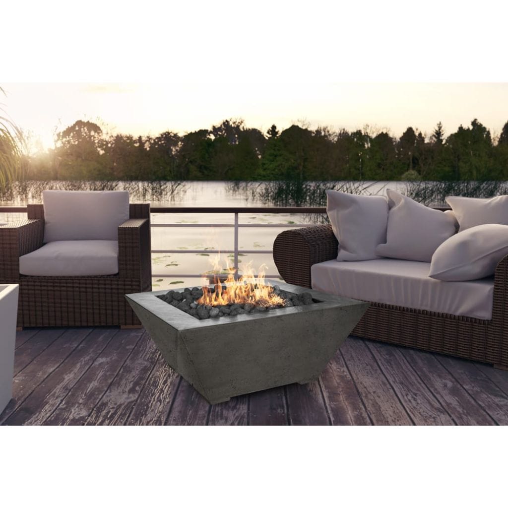 Prism Hardscapes Lombard 42" Ebony Square Concrete Natural Gas Fire Pit Table