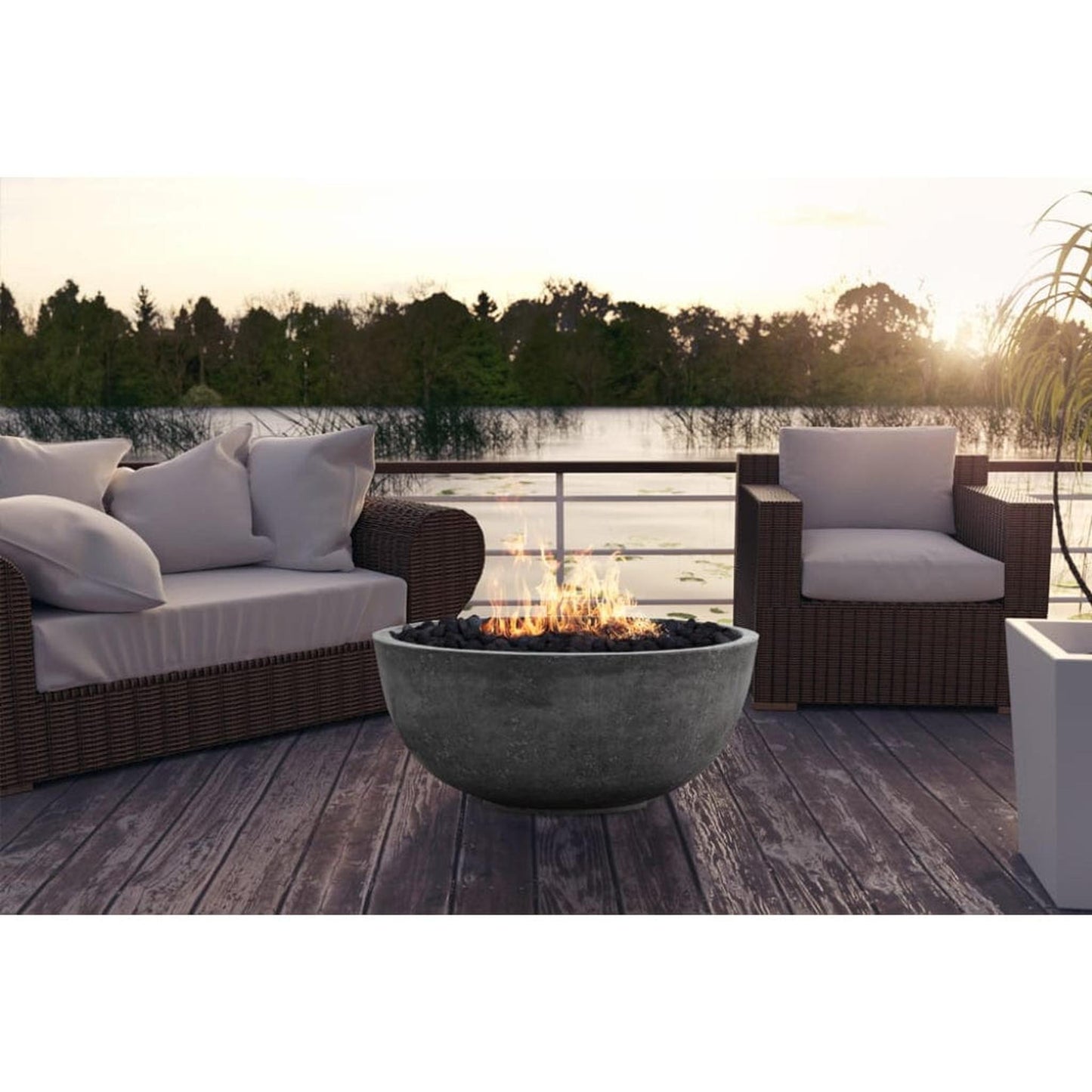 Prism Hardscapes Moderno 1 39" Coastal Round Concrete Natural Gas Fire Pit Bowl