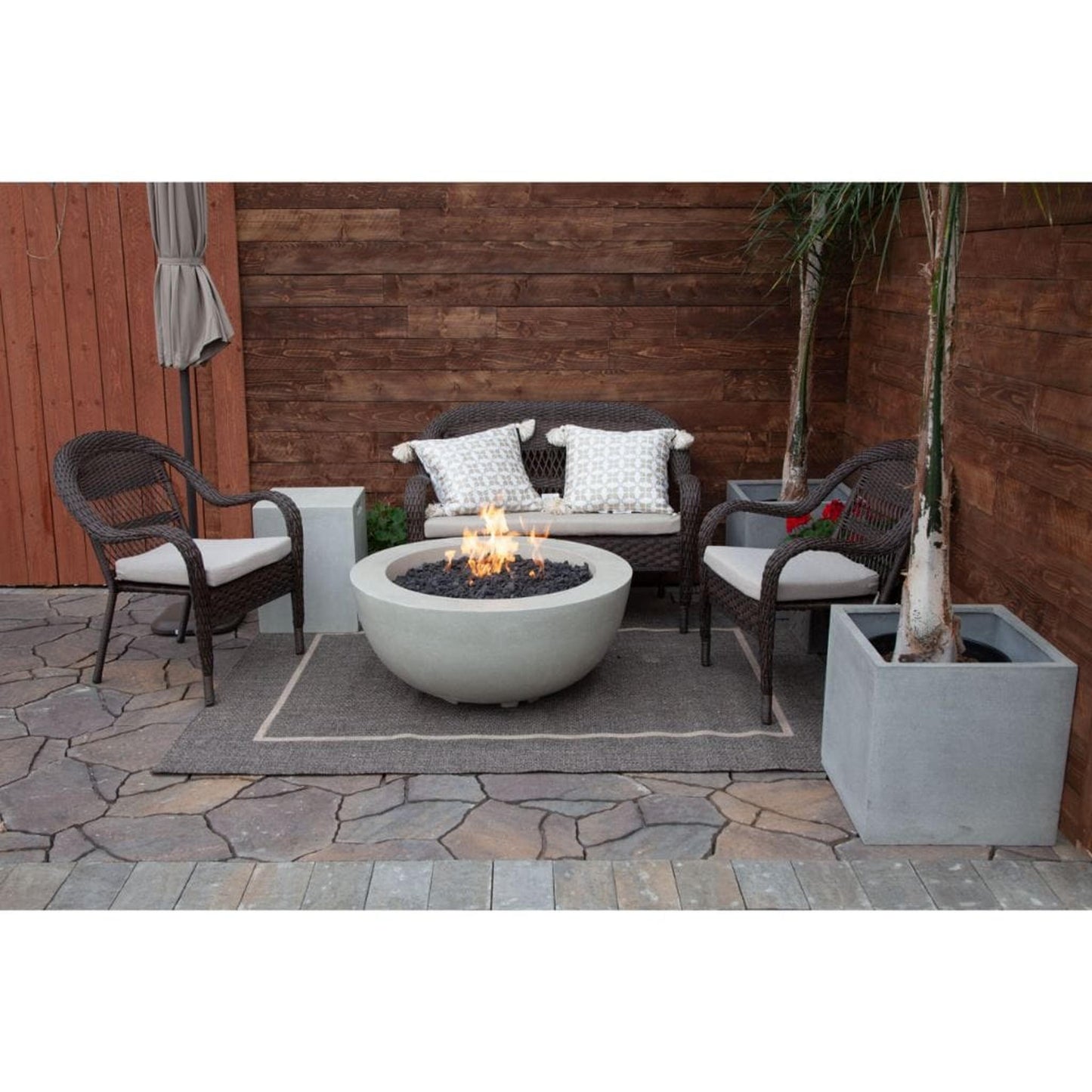 Prism Hardscapes Moderno 8 39" Coastal Round Concrete Natural Gas Fire Pit Bowl