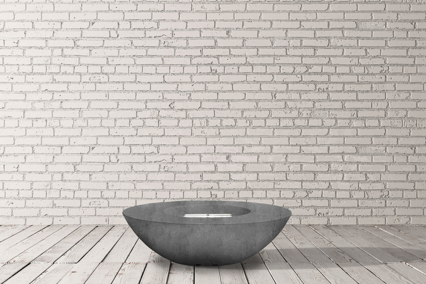Prism Hardscapes Ovale 60" Ultra White Modern Concrete Natural Gas Fire Bowl