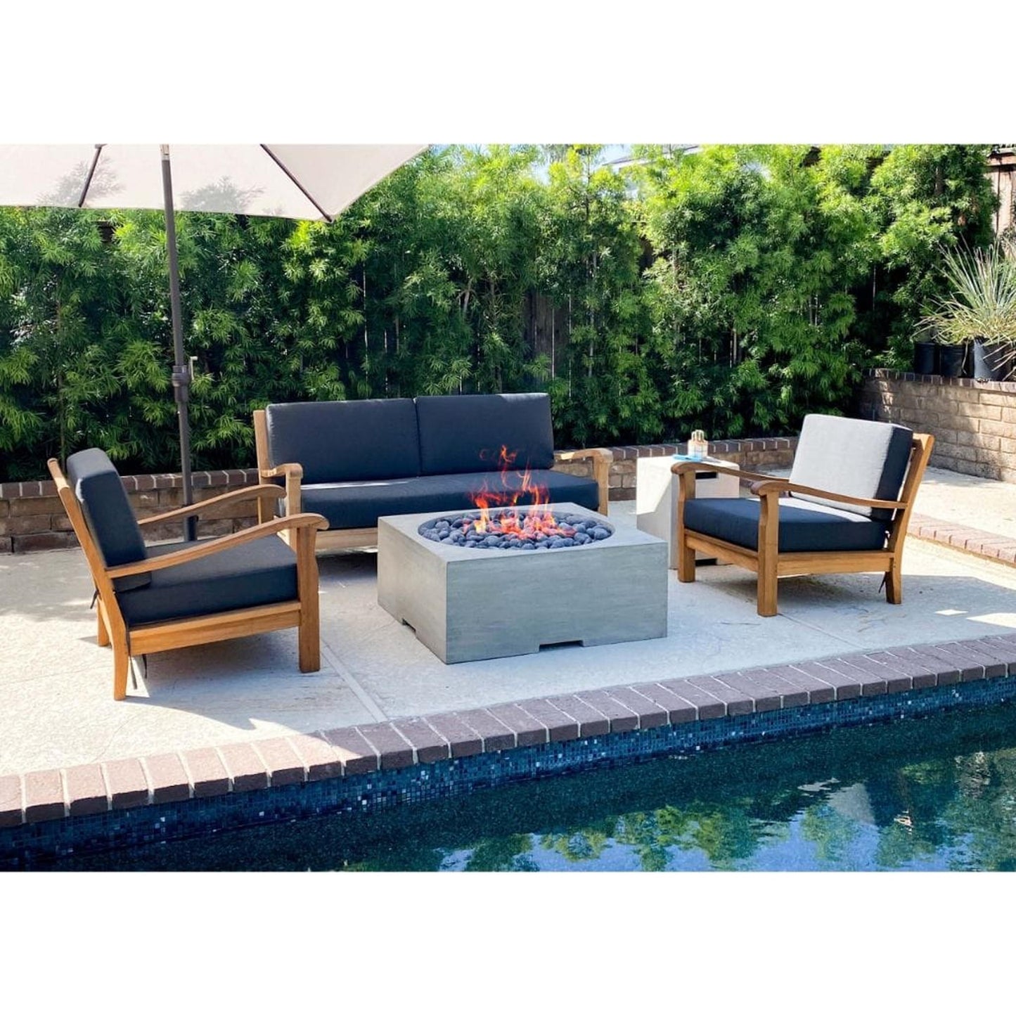 Prism Hardscapes Piazza 39" Café Square Glass Fiber Reinforced Cement Liquid Propane Fire Pit Table