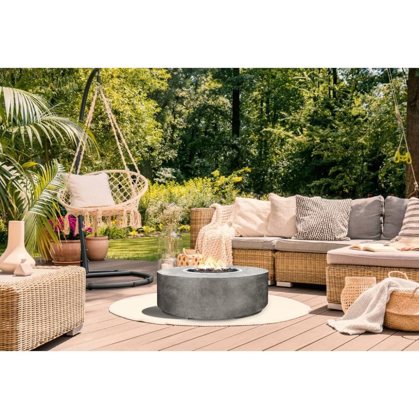 Prism Hardscapes Rotondo 48" Coastal Round Concrete Propane Gas Fire Pit Bowl