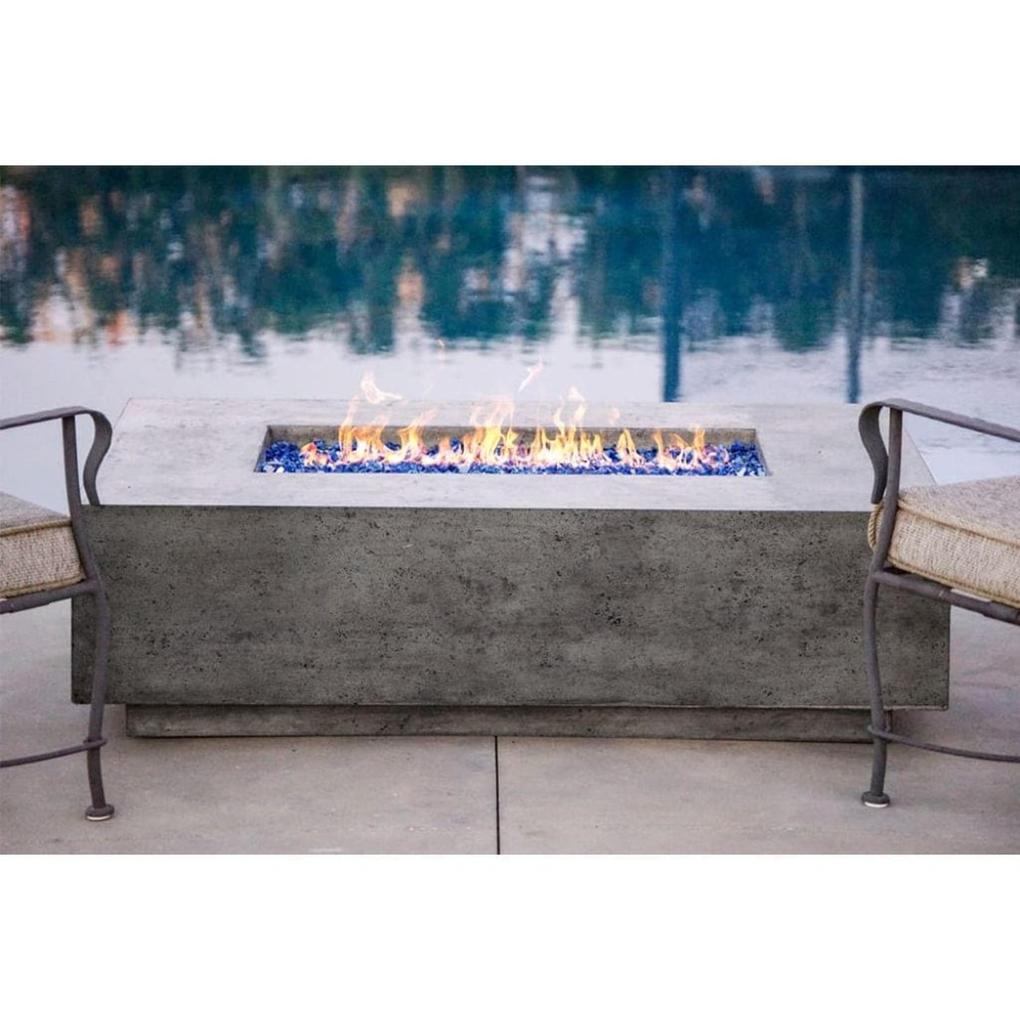 Prism Hardscapes Tavola 1 56" Ultra White Rectangular Concrete Natural Gas Fire Pit Table