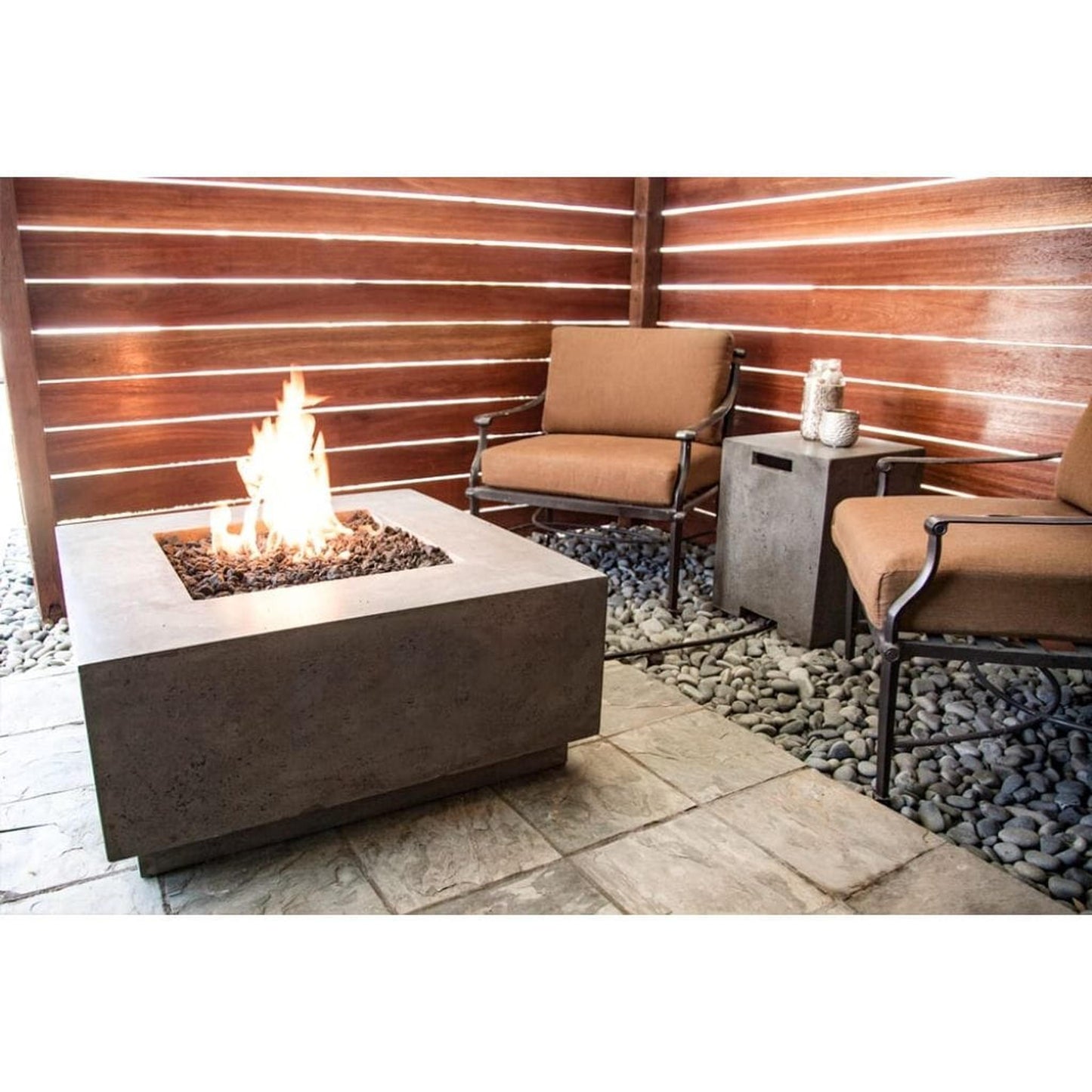 Prism Hardscapes Tavola 2 36" Ultra White Square Concrete Natural Gas Fire Pit Table