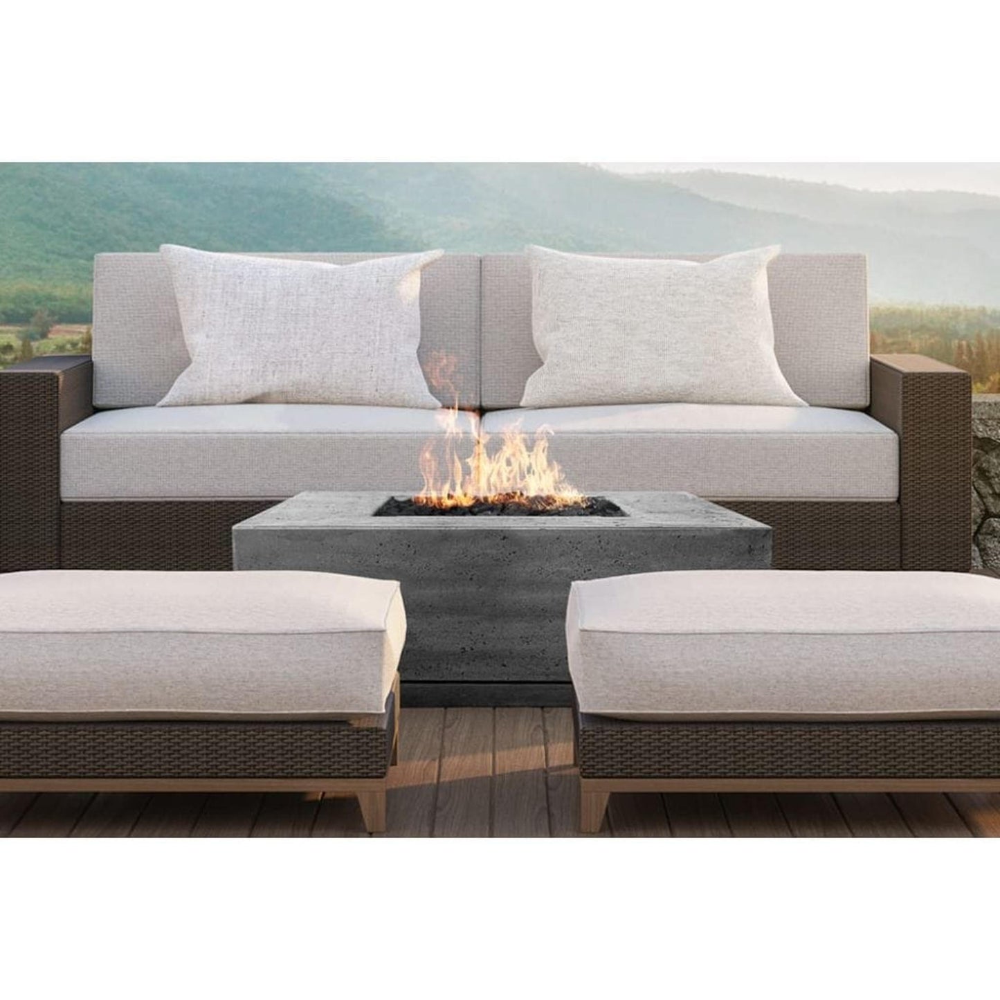 Prism Hardscapes Tavola 4 66" Ultra White Rectangular Concrete Propane Gas Fire Pit Table