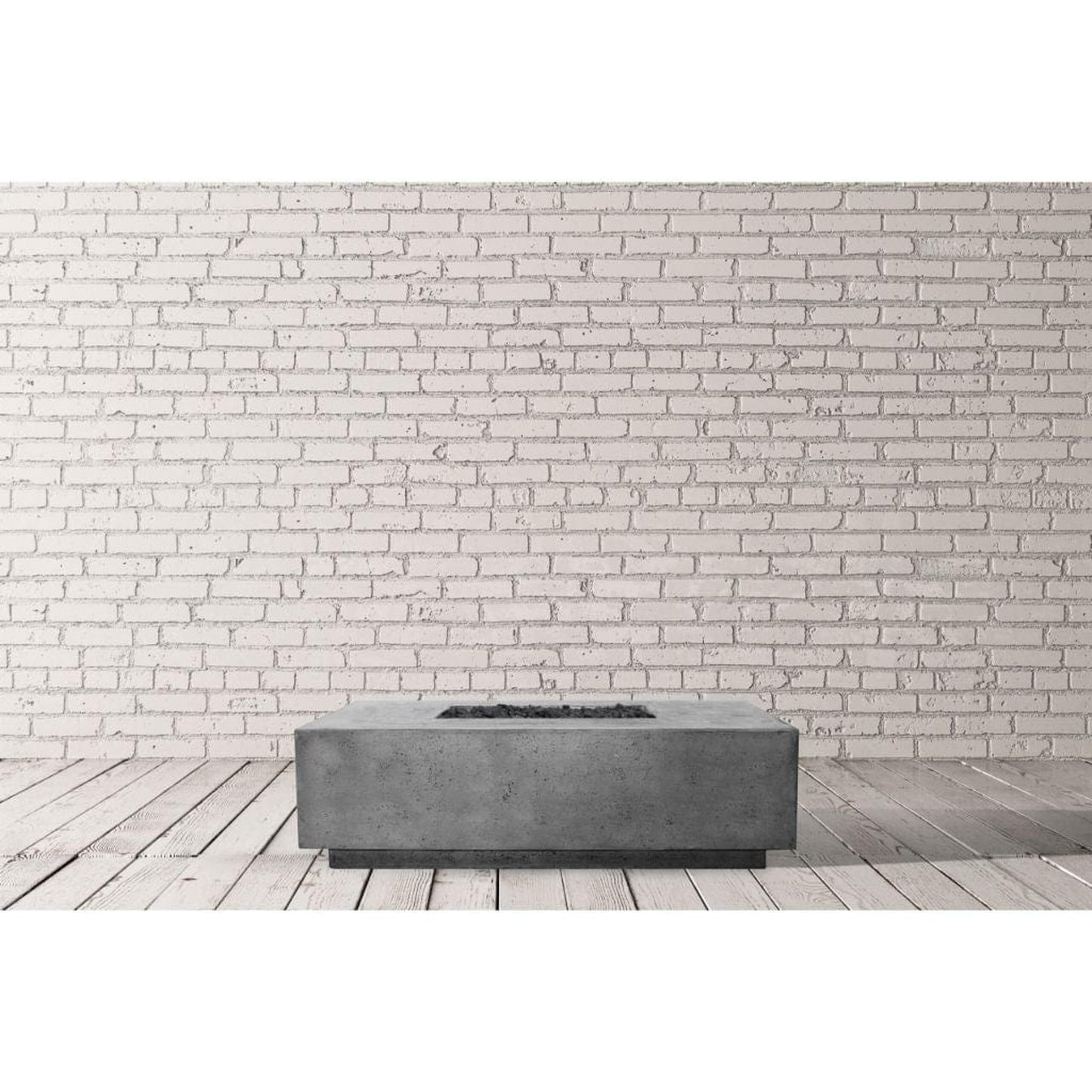 Prism Hardscapes Tavola 7 60" Ultra White Rectangular Concrete Propane Gas Fire Pit Table
