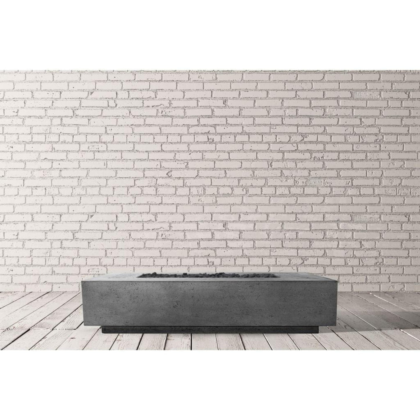 Prism Hardscapes Tavola 72 72" Ultra White Rectangular Concrete Propane Gas Fire Pit Table