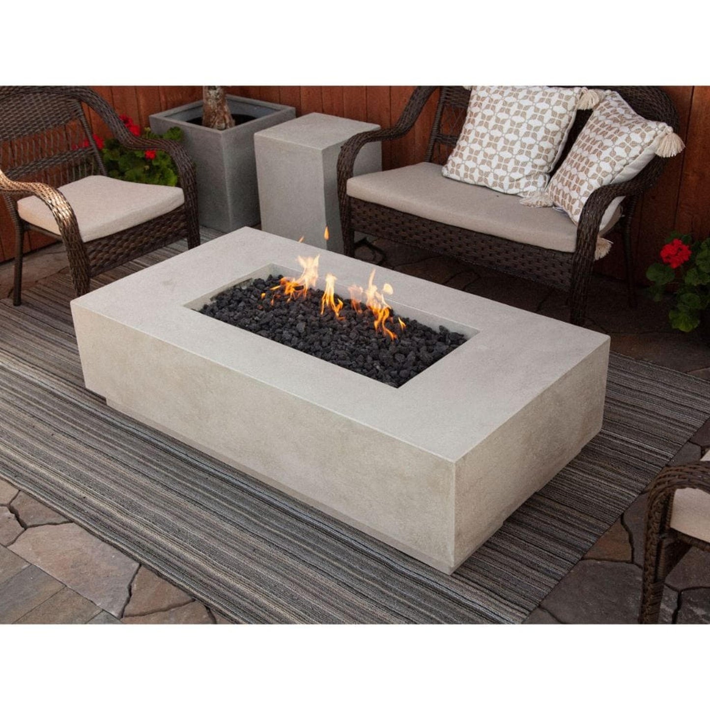 Prism Hardscapes Tavola 8 60" Ebony Rectangular Concrete Natural Gas Fire Pit Table