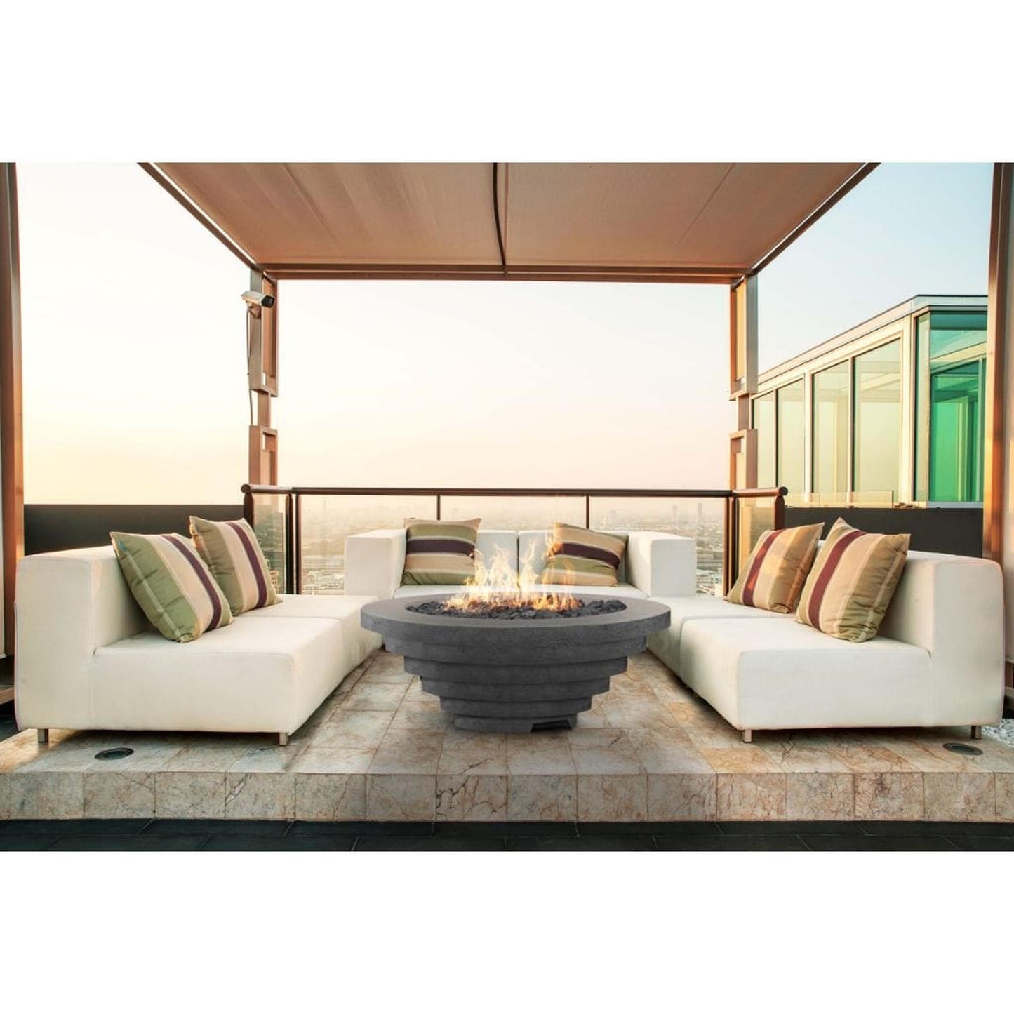 Prism Hardscapes Triton 48" Ebony Round Glass Fiber Reinforced Cement Liquid Propane Fire Pit Bowl