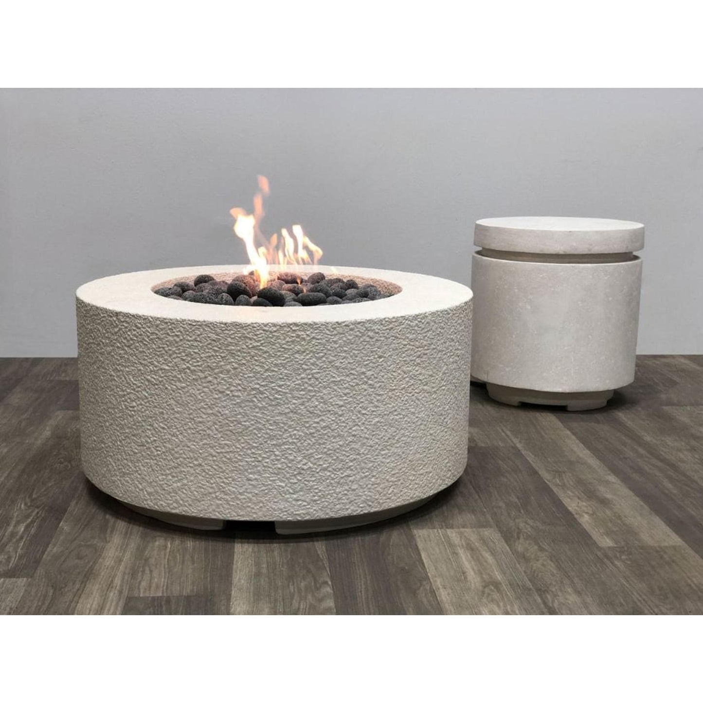 Prism Hardscapes Tuscany Cilindro 36" Café Round Glass Fiber Reinforced Cement Natural Gas Fire Pit Bowl