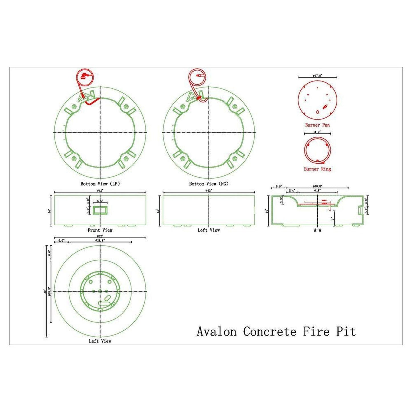 PyroMania Avalon 42" Charcoal Finish Natural Gas Outdoor Round Fire Table