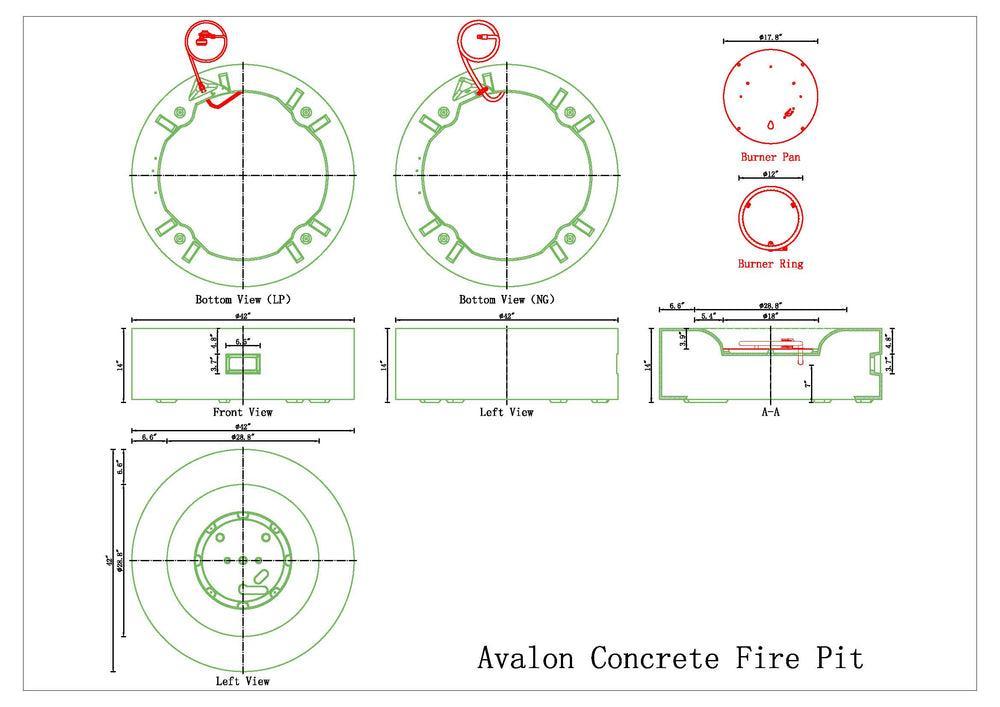 PyroMania Avalon 42" Slate Finish Propane Outdoor Round Fire Pit Table