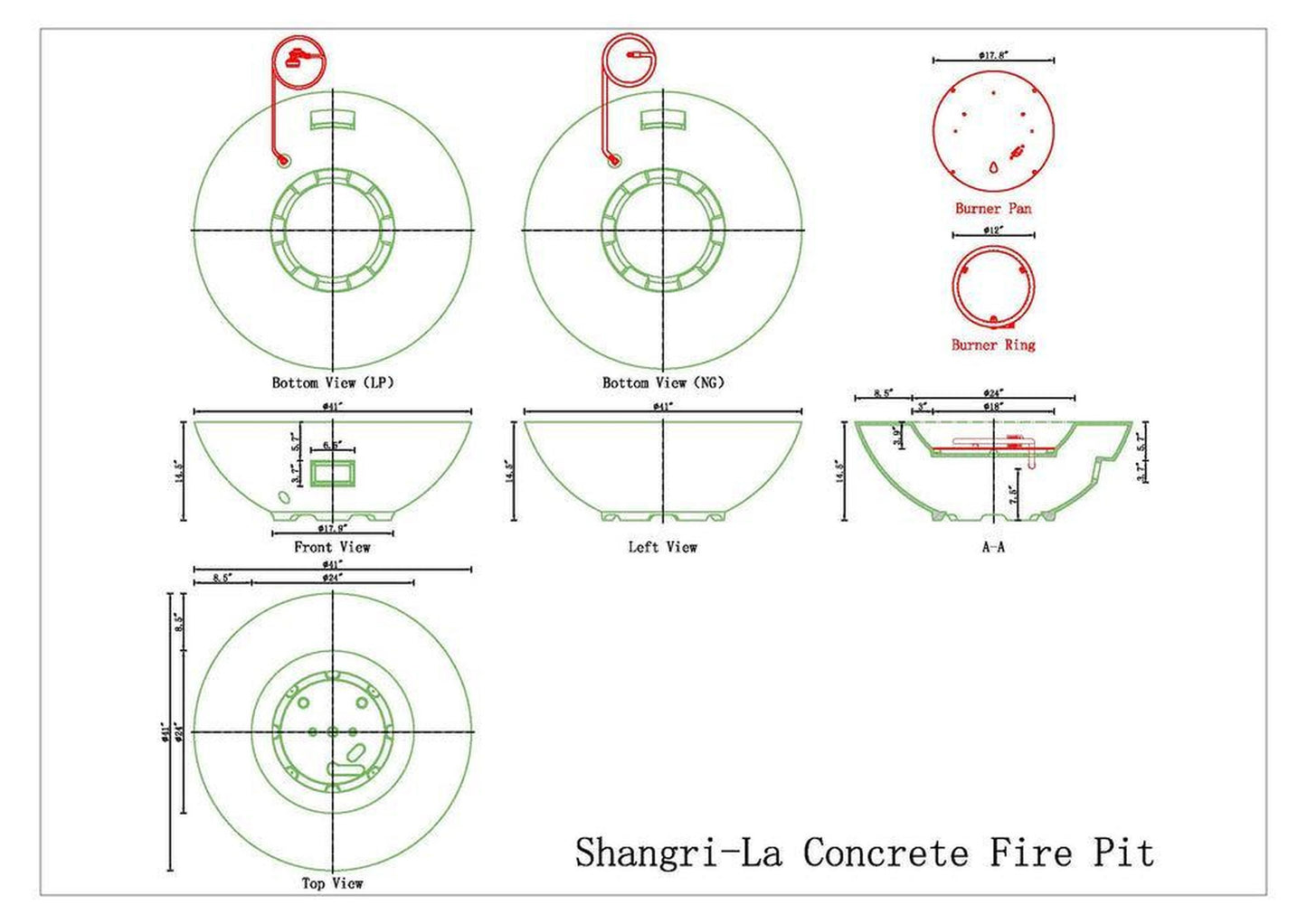 PyroMania Shangri-La 41" Slate Gray Finish Natural Gas Outdoor Round Fire Pit Bowl