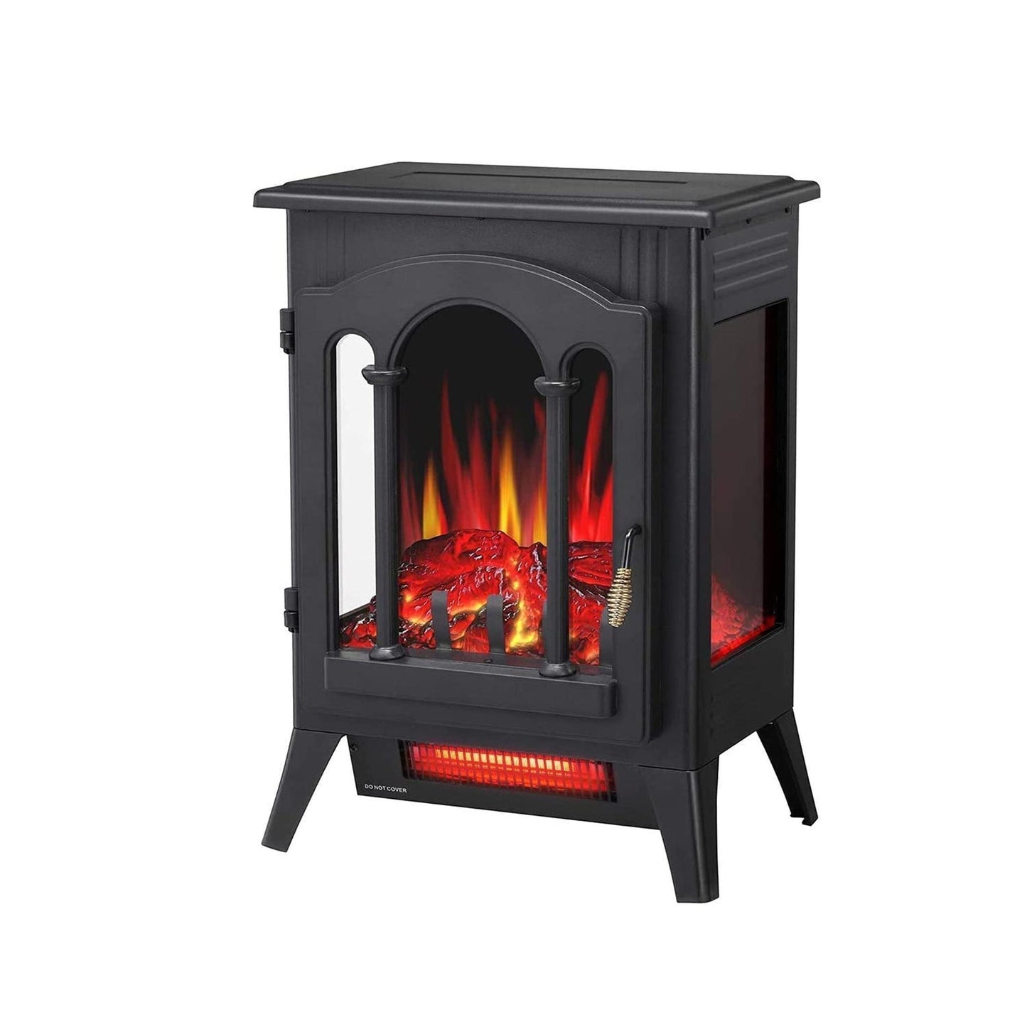 R.W.FLAME 16" Black 1000-1500W Freestanding Electric Fireplace Stove Heater