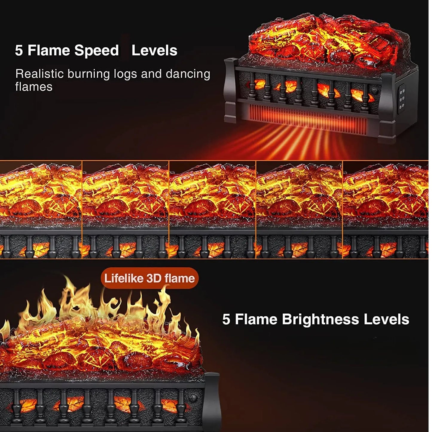 R.W.FLAME 21" Birch 750W/1500W Electric Fireplace Log Set Heater With Remote Control
