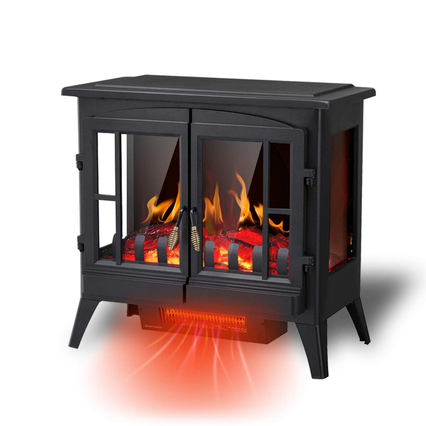 R.W.FLAME 24" Black 1000-1500W Freestanding Electric Fireplace Stove Heater