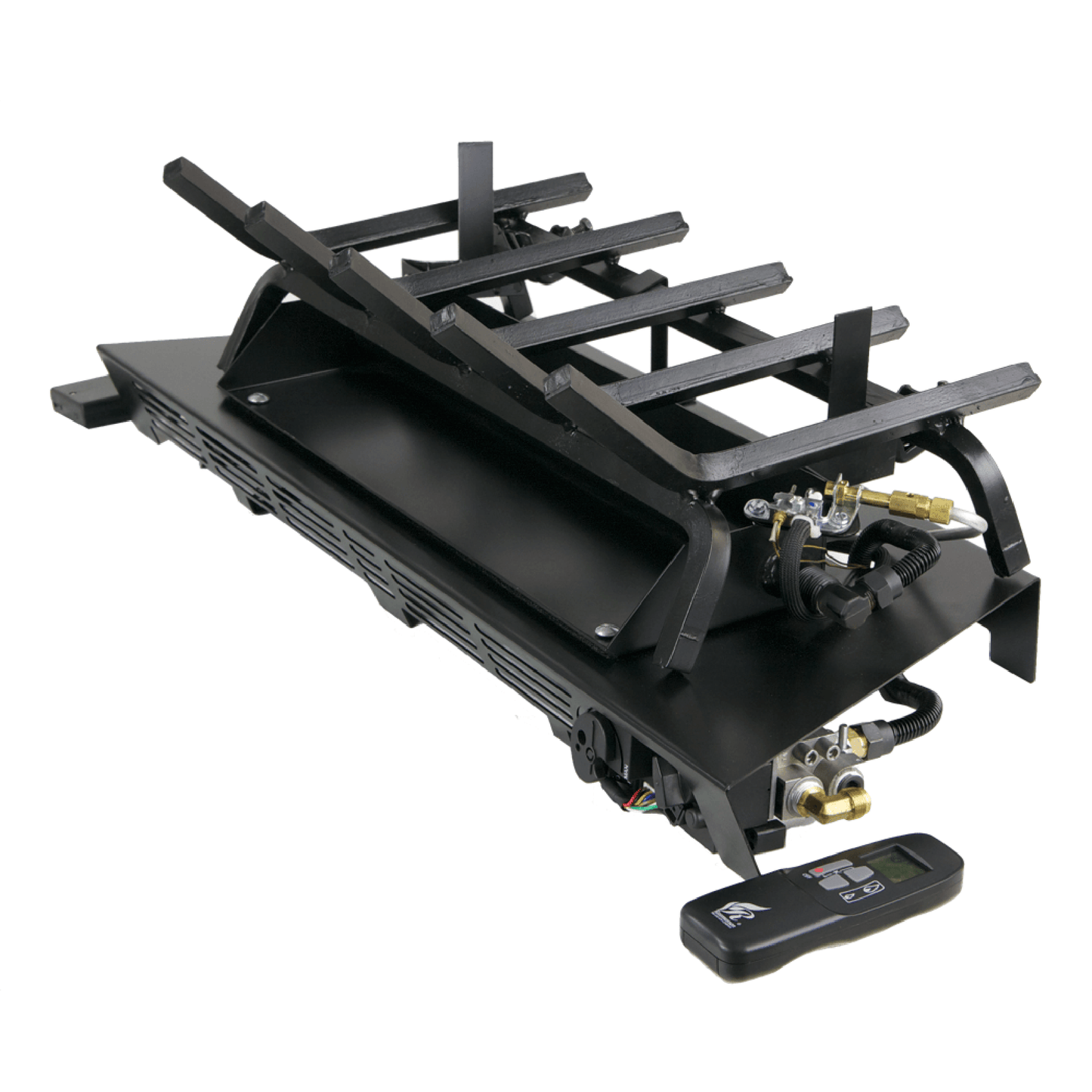Rasmussen 18" Flaming Ember Vented Burner with Variable Remote Standing Pilot in Valve Vanisher - Propane