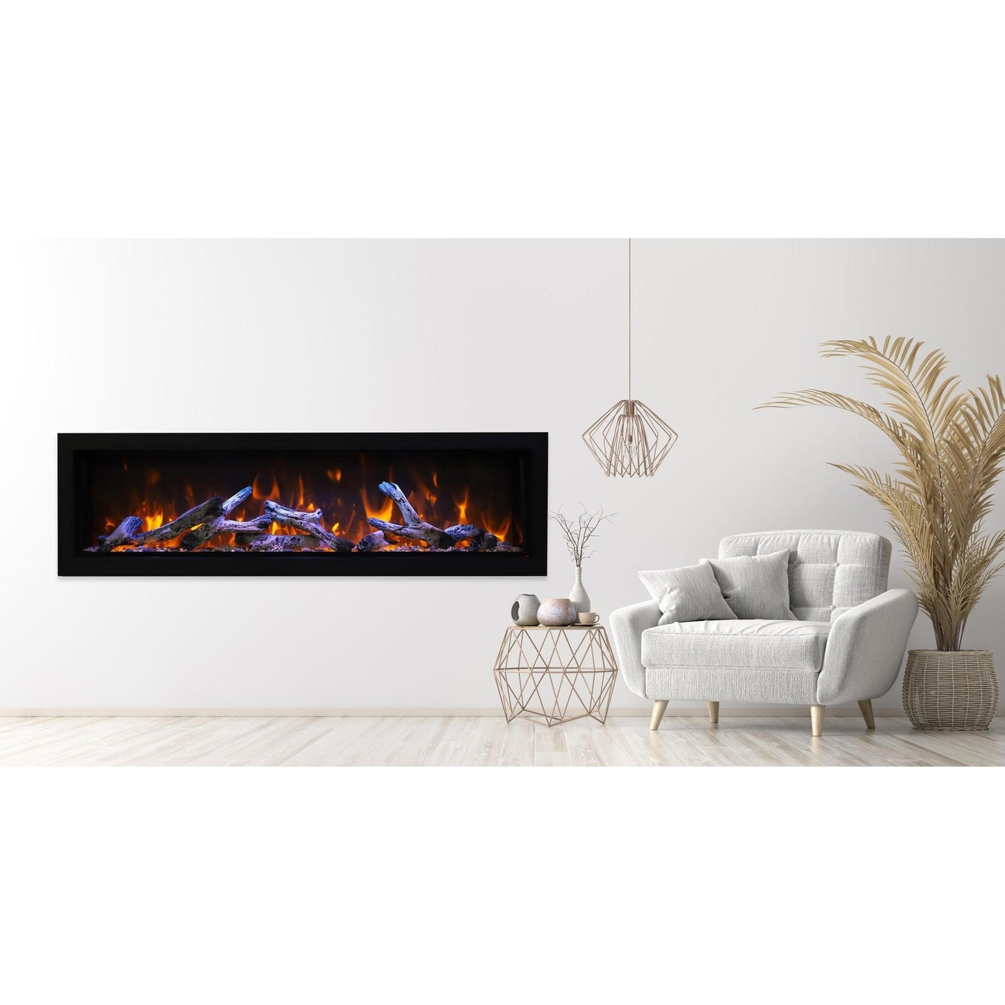 Remii by Amantii Extra Tall Series 45" Built-in Electric Fireplace With Black Steel Surround