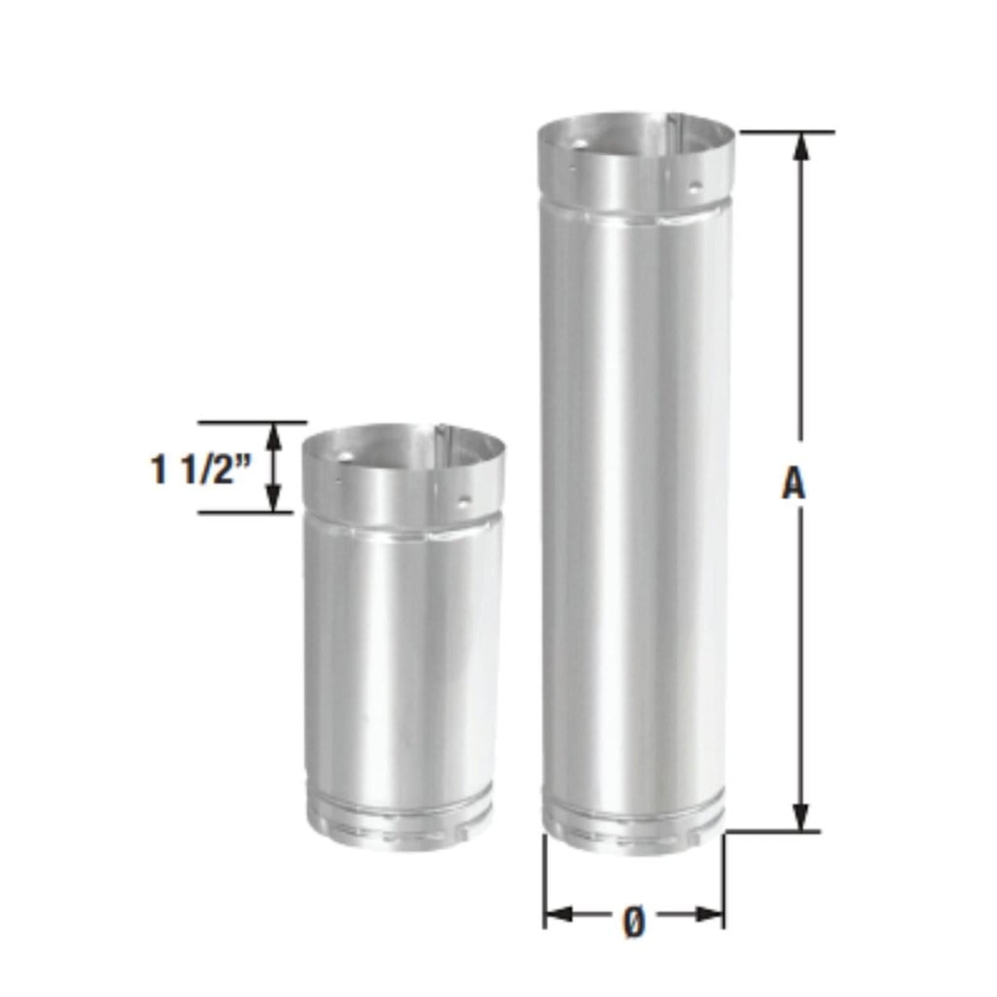 Security Chimneys Tubinox 7LL12 Stainless Steel Vent Lengths