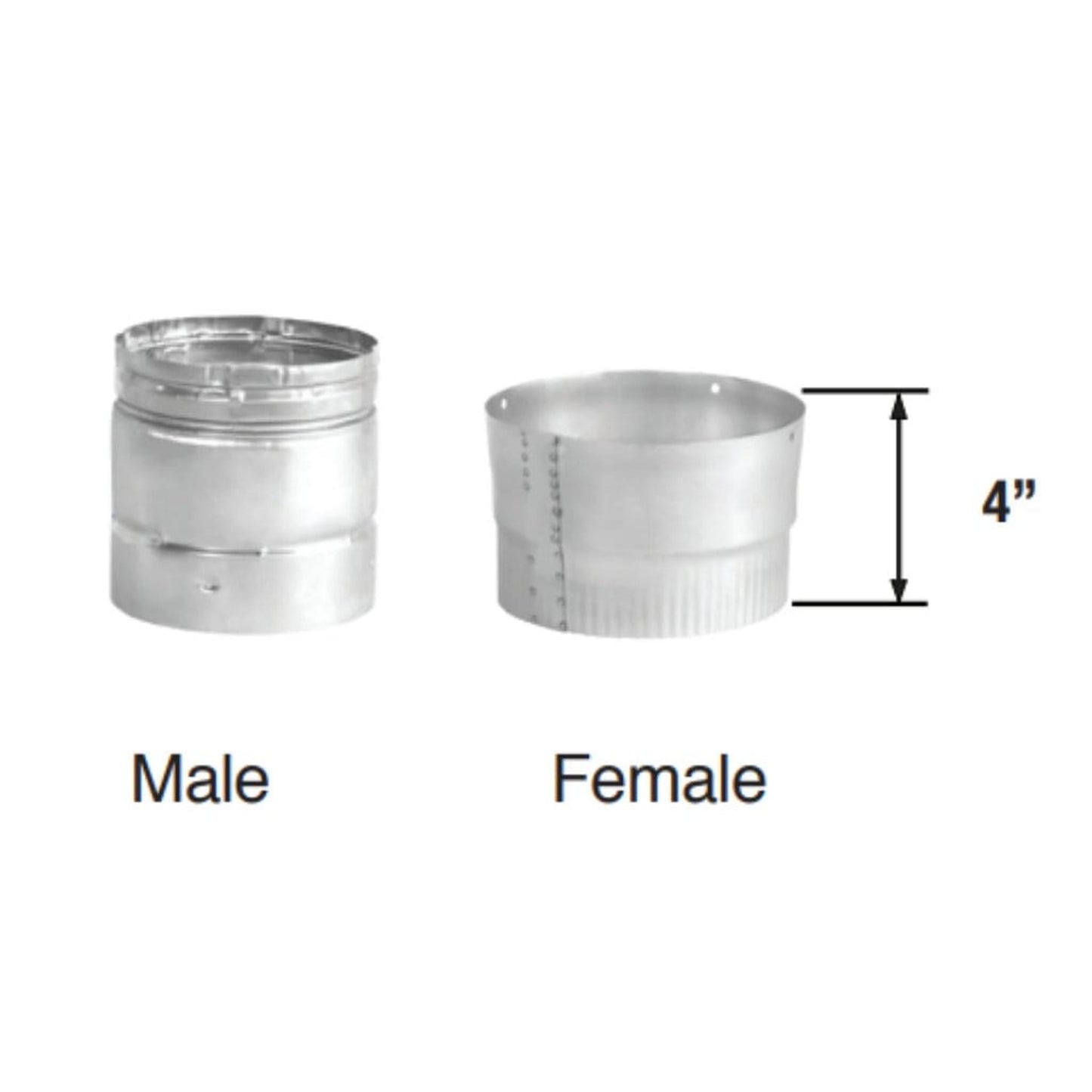 Security Chimneys Tubinox 8LAAM Stainless Steel Adaptor for Flexible Pipe Male