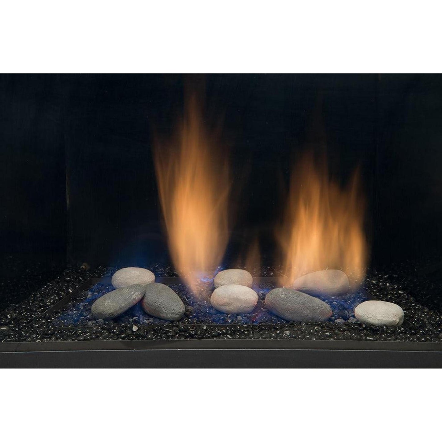 Sierra Flame by Amantii Abbot 30" Direct Vent Propane Gas Fireplace Insert With Black Porcelain Panels & Glass Media Rock Set