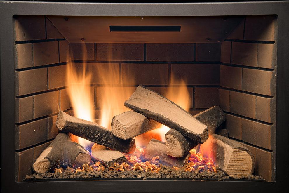 Sierra Flame by Amantii Abbot 30" Direct Vent Propane Gas Fireplace Insert With Ceramic Brick Panles & Log Set