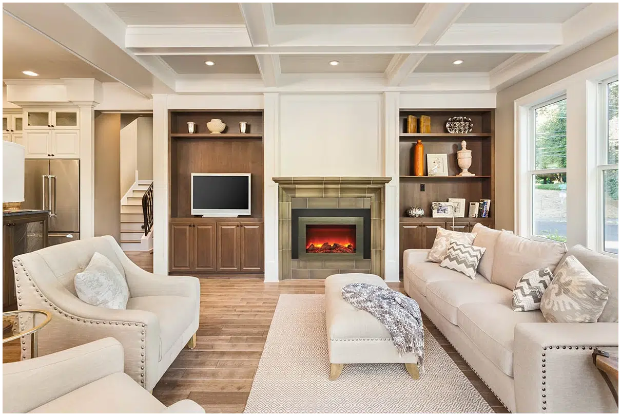 Sierra Flame by Amantii Insert Series 34" Electric Fireplace Insert With Black Steel Surround and Overlay