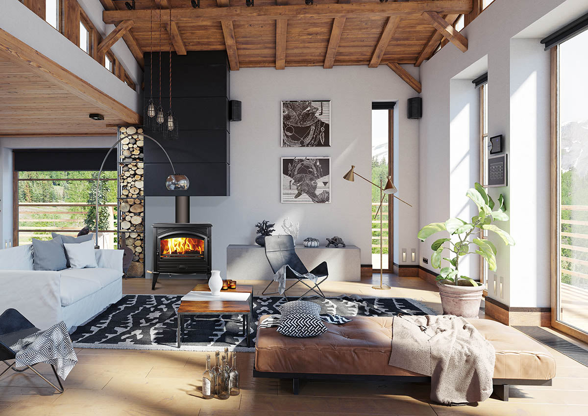 Sierra Flame by Amantii Lynwood W76 Cast Iron Freestanding Wood Burning Stove