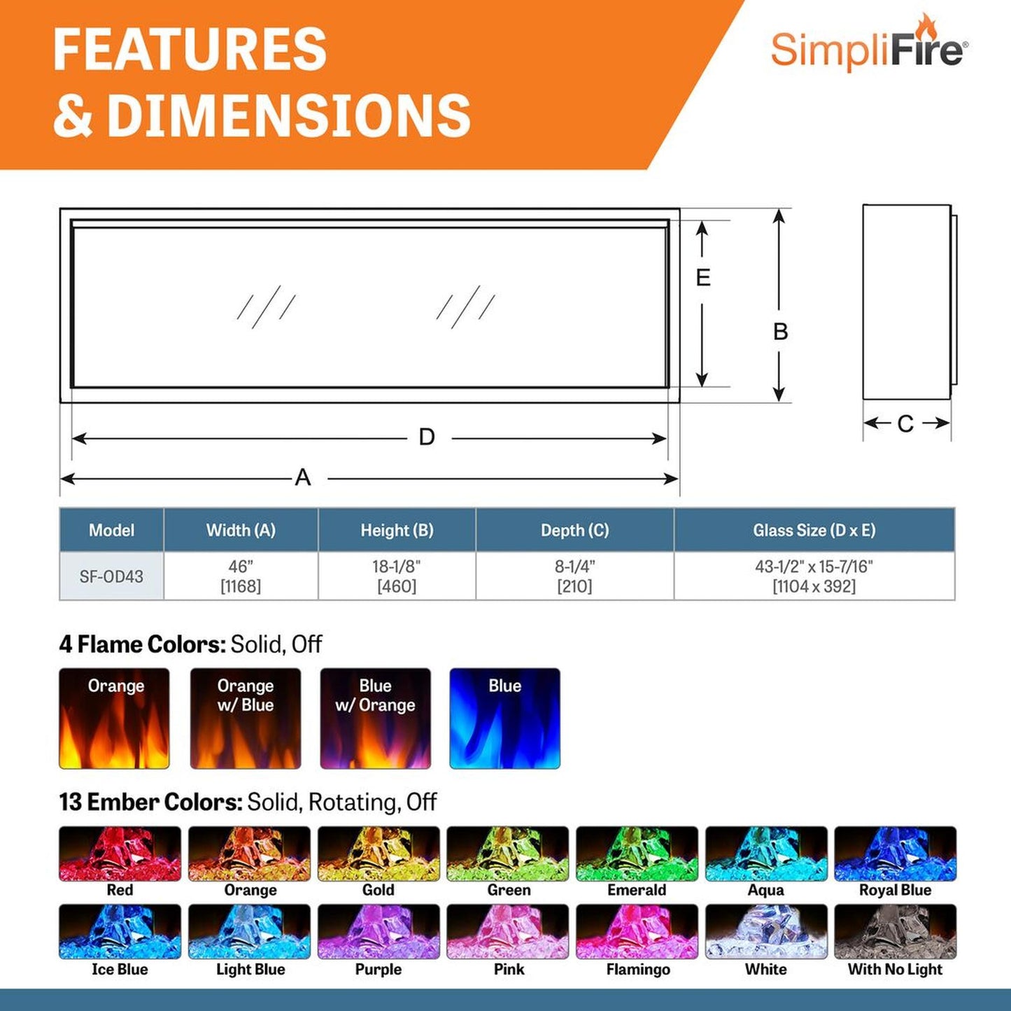 SimpliFire Forum 43" Outdoor Electric Fireplace