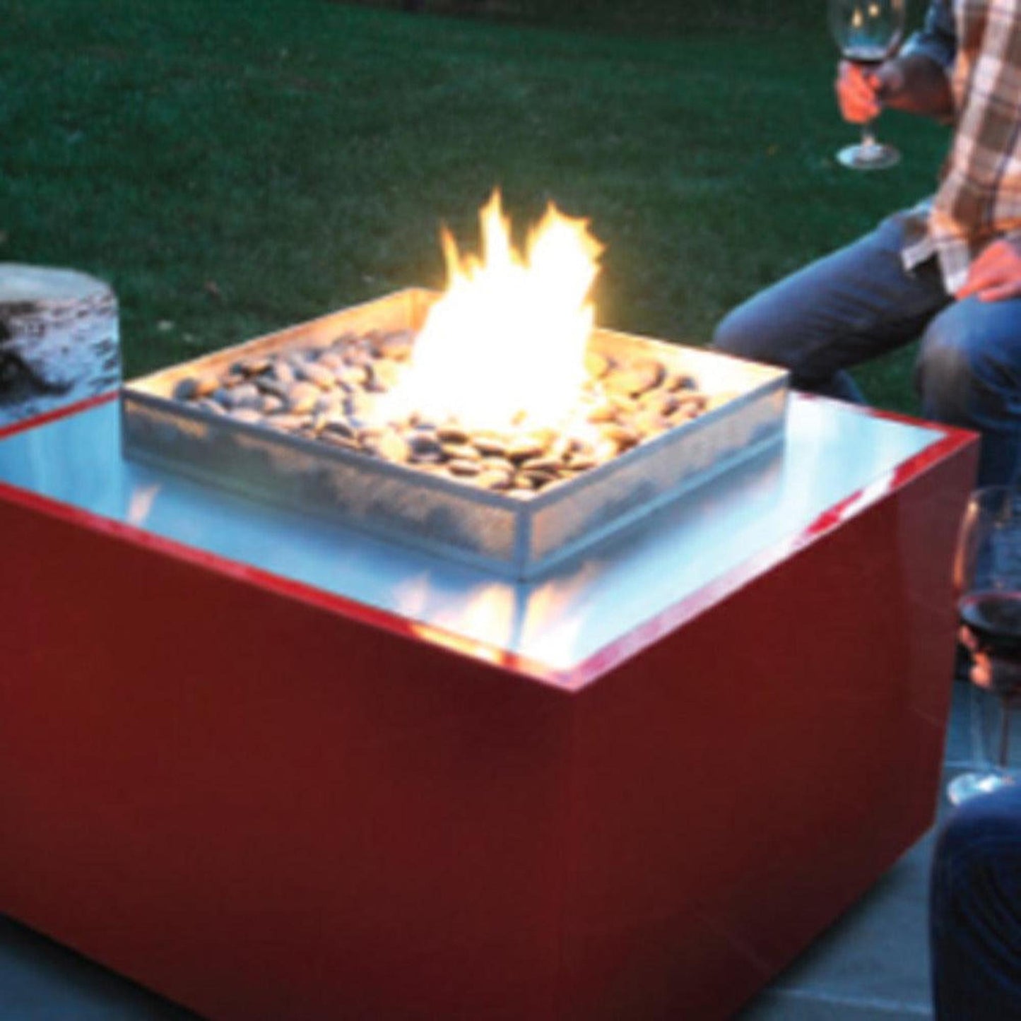 Spark Fireplaces 34" Red Finish Outdoor Propane Gas Fire Cube