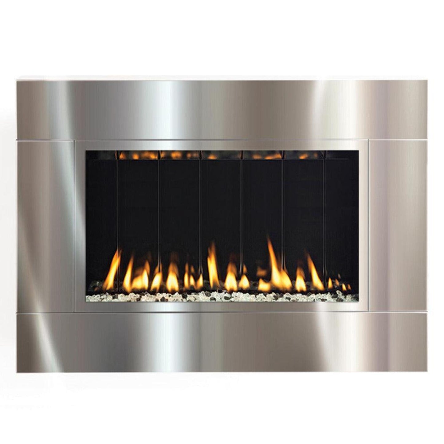 Spark Fireplaces Fire Ribbon 46" Stainless Steel Surround Vent Free Slim Natural Gas Fireplace with Safety Screen