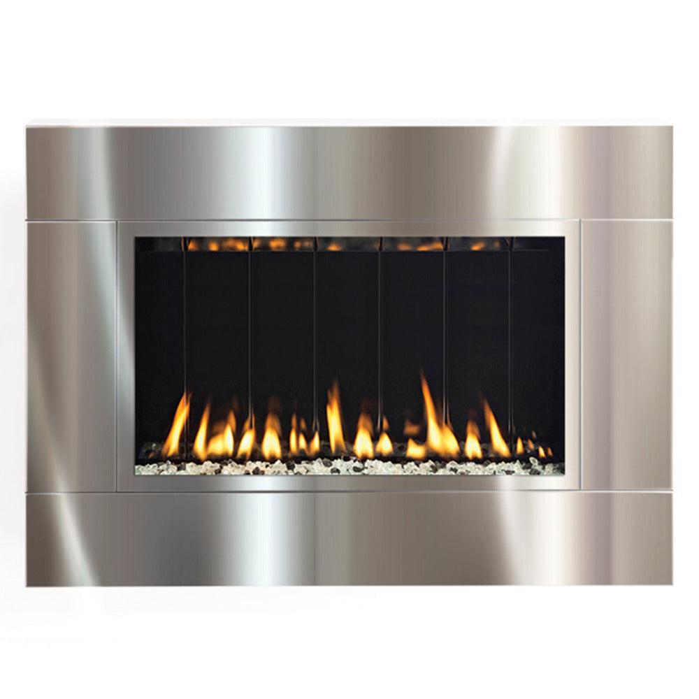 Spark Fireplaces Fire Ribbon 46" Stainless Steel Surround Vent Free Slim Propane Gas Fireplace with Safety Screen