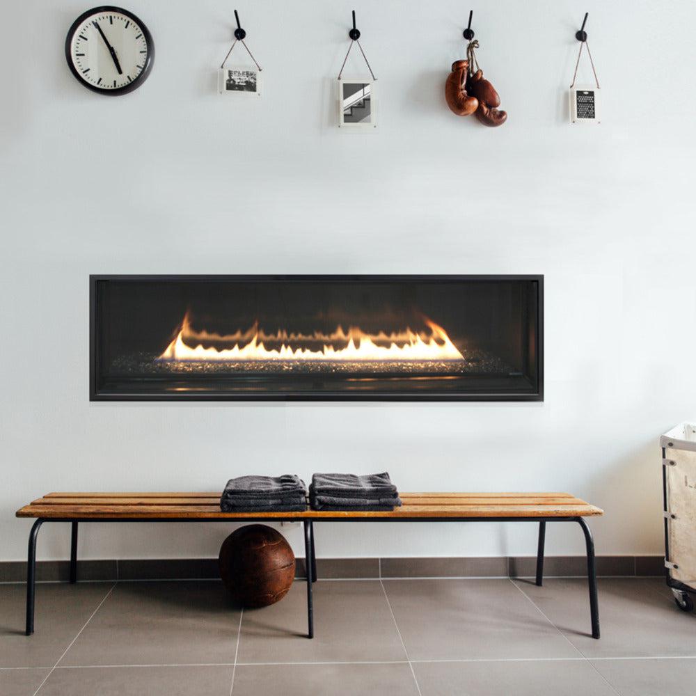 Spark Fireplaces Fire Ribbon 60E 60" x 15" Direct Vent Single Vu Natural Gas Fireplace with Safety Screen