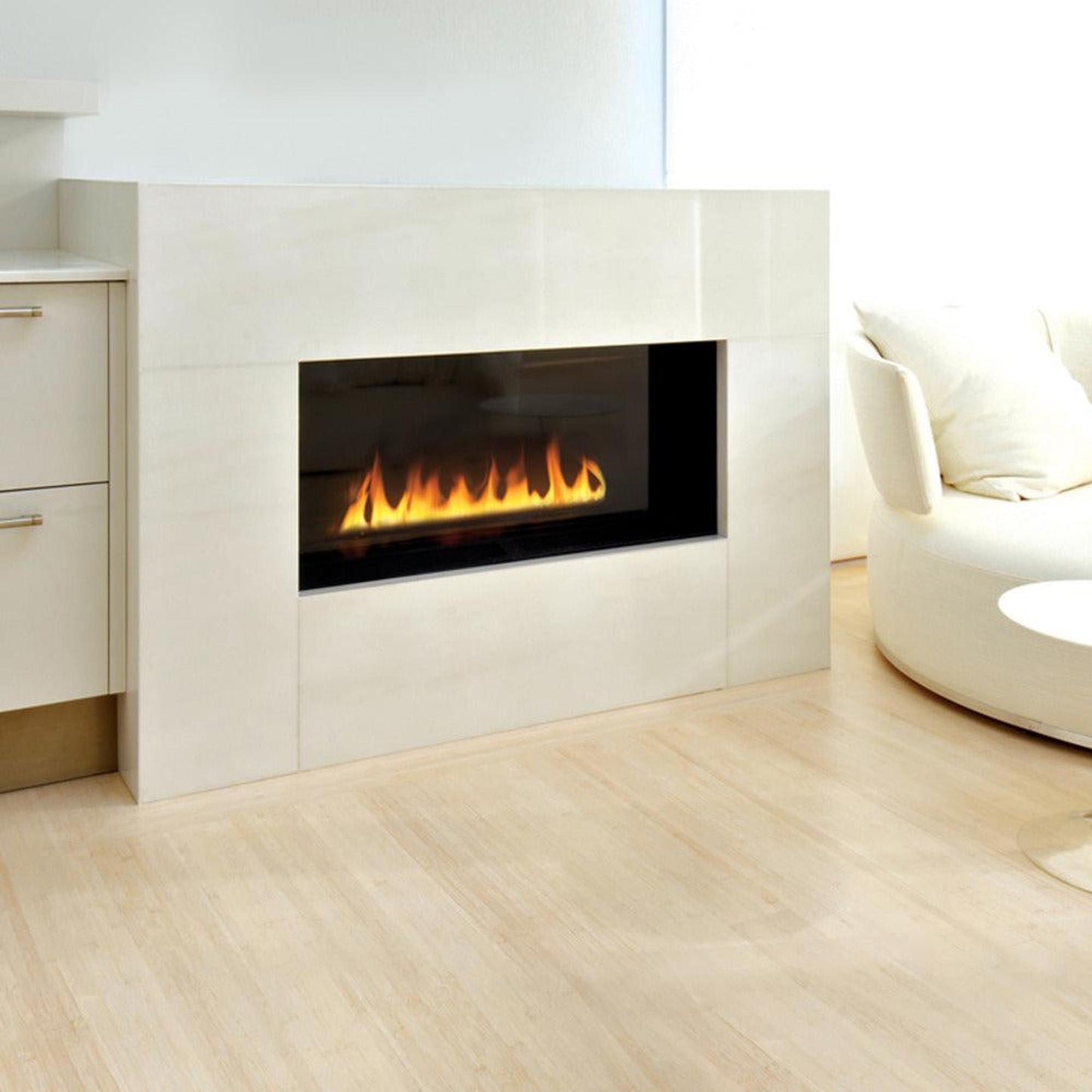 Spark Fireplaces Fire Ribbon 87E 36" x 16" Direct Vent Single Vu Propane Gas Fireplace with Safety Screen