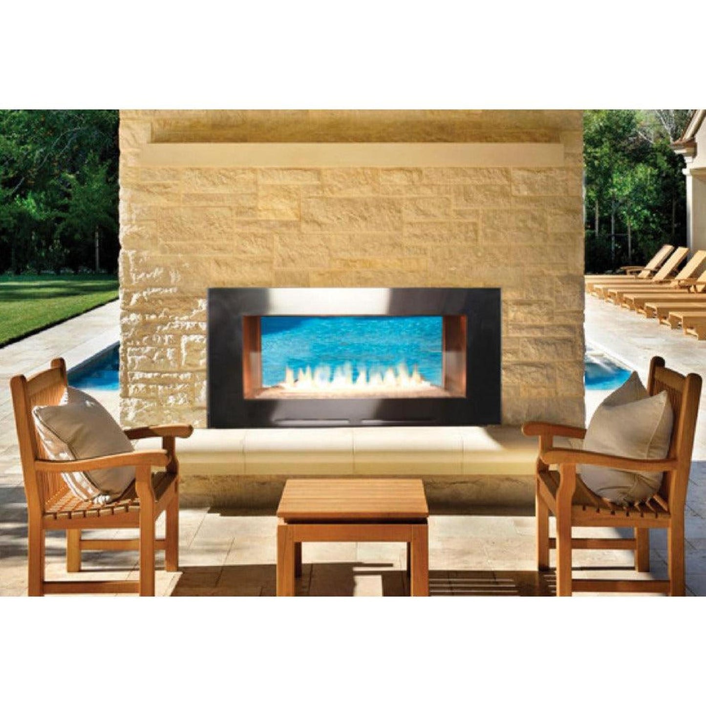 Spark Fireplaces Fire Ribbon SS72ST 72" x 14" Stainless Steel Outdoor Vu Thru Propane Gas Fireplace with Electronic Ignition