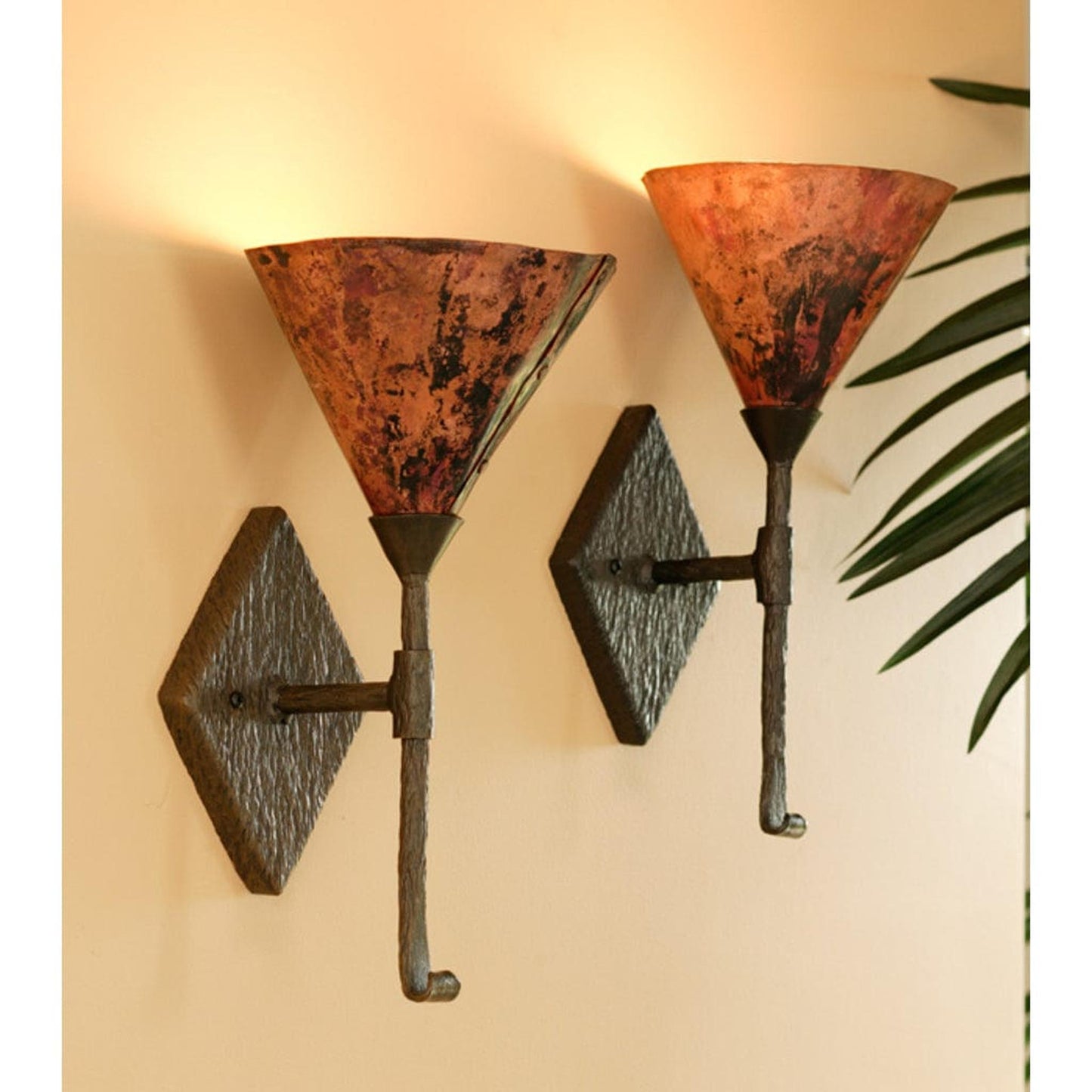 Stone County Ironworks 8" 904-450 Cedarvale Iron Single Wall Sconce w/ Copper Shade