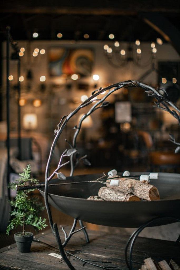 Stone County Ironworks Leaf 38" Natural Black Outdoor Wood-Burning Fire Pit