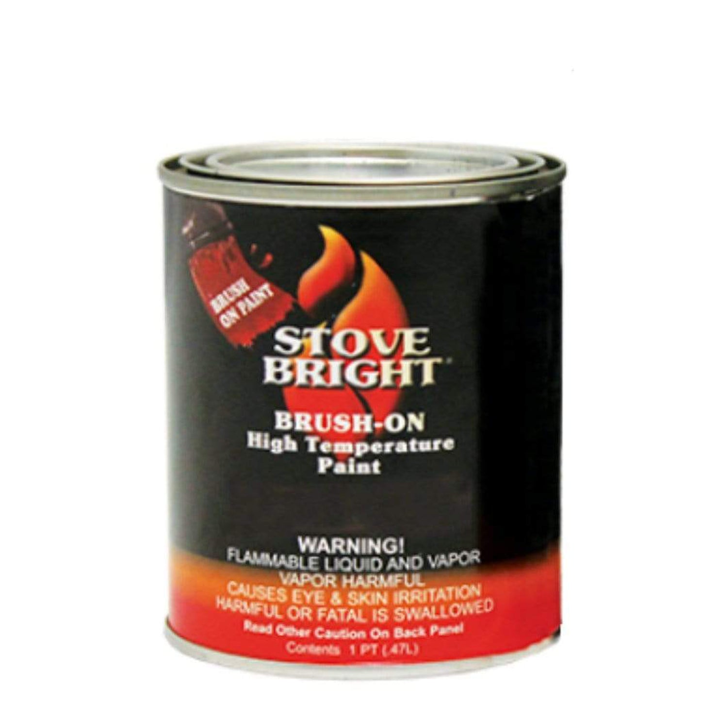 Stove Bright 1 pint Satin Black Brush On High Temperature Paint - 6/Case