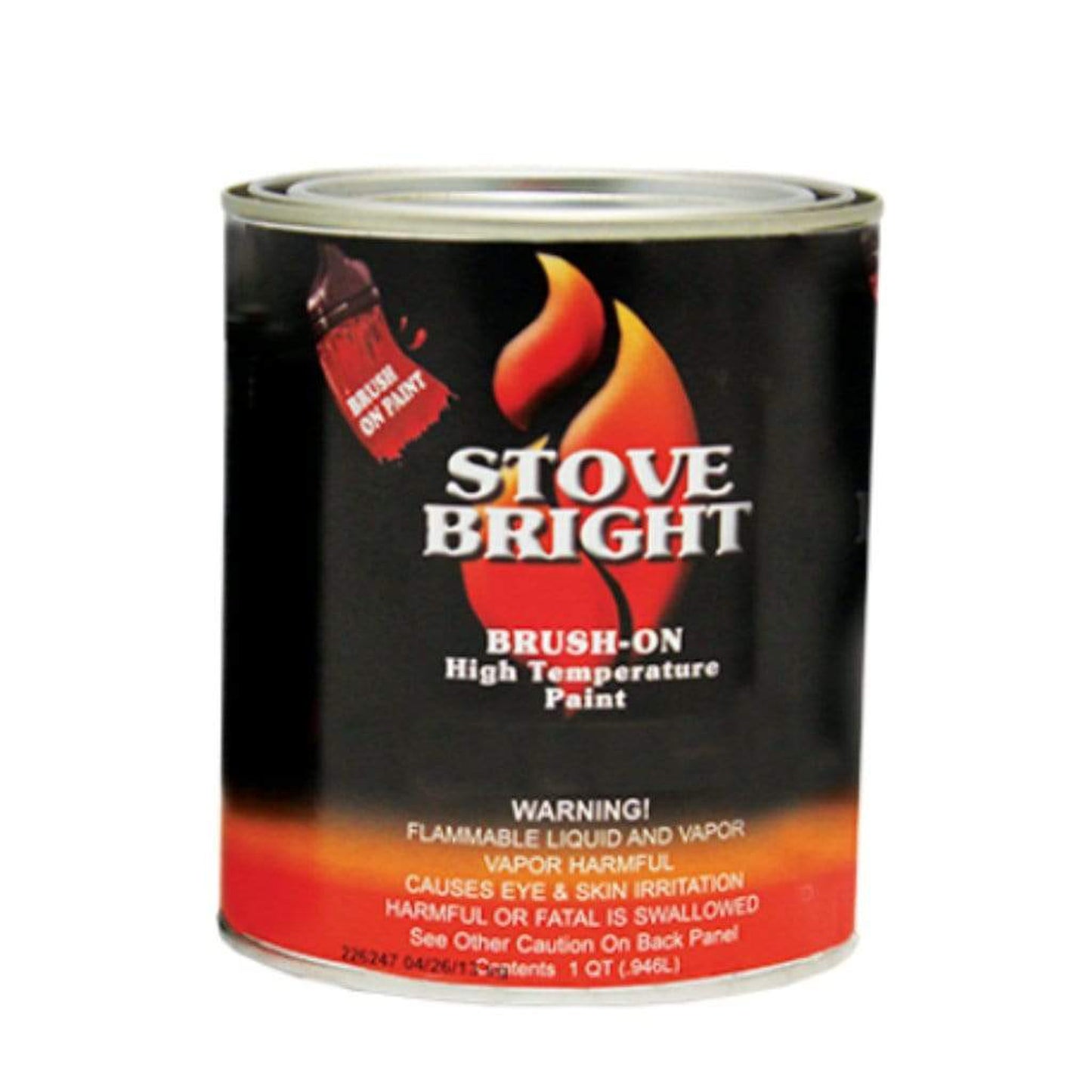 Stove Bright 1 pint Satin Black Brush On High Temperature Paint - 6/Case