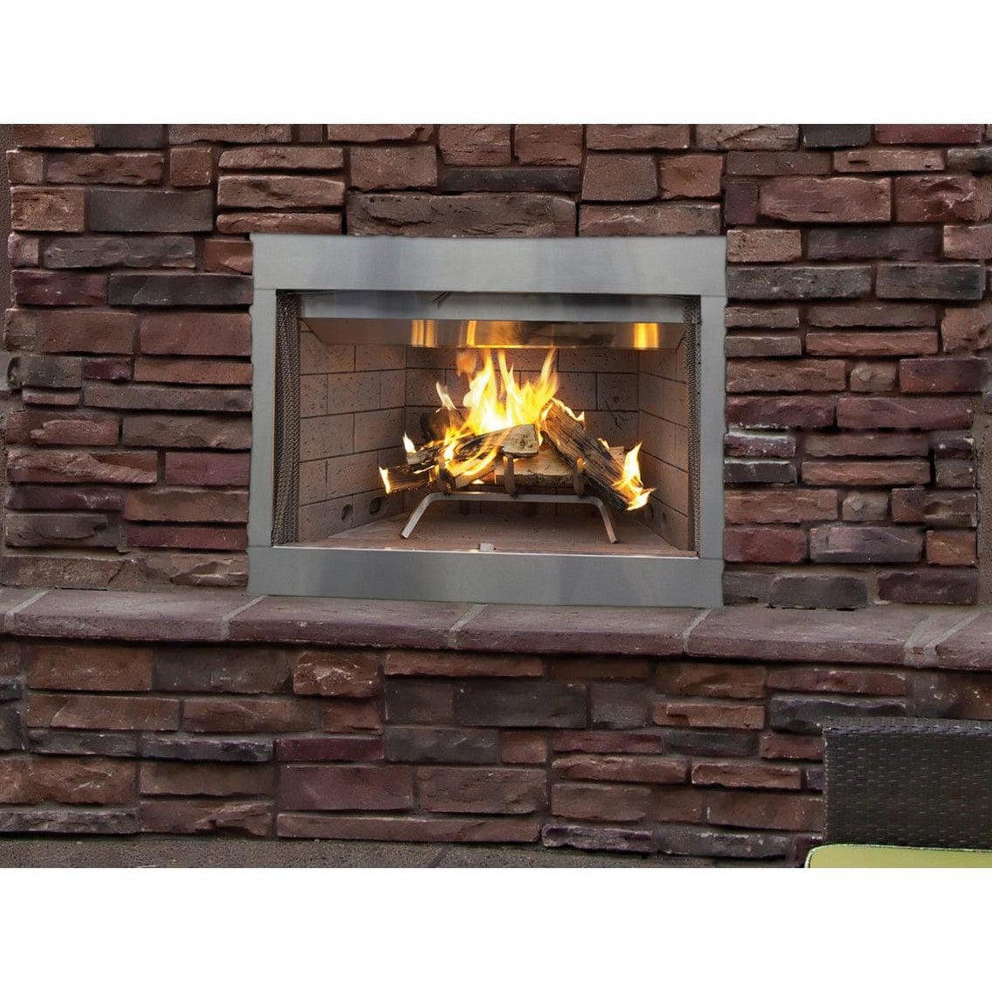 Superior WRE3036 36" Traditional Outdoor Wood Burning Fireplace With White Stacked Refractory Panels