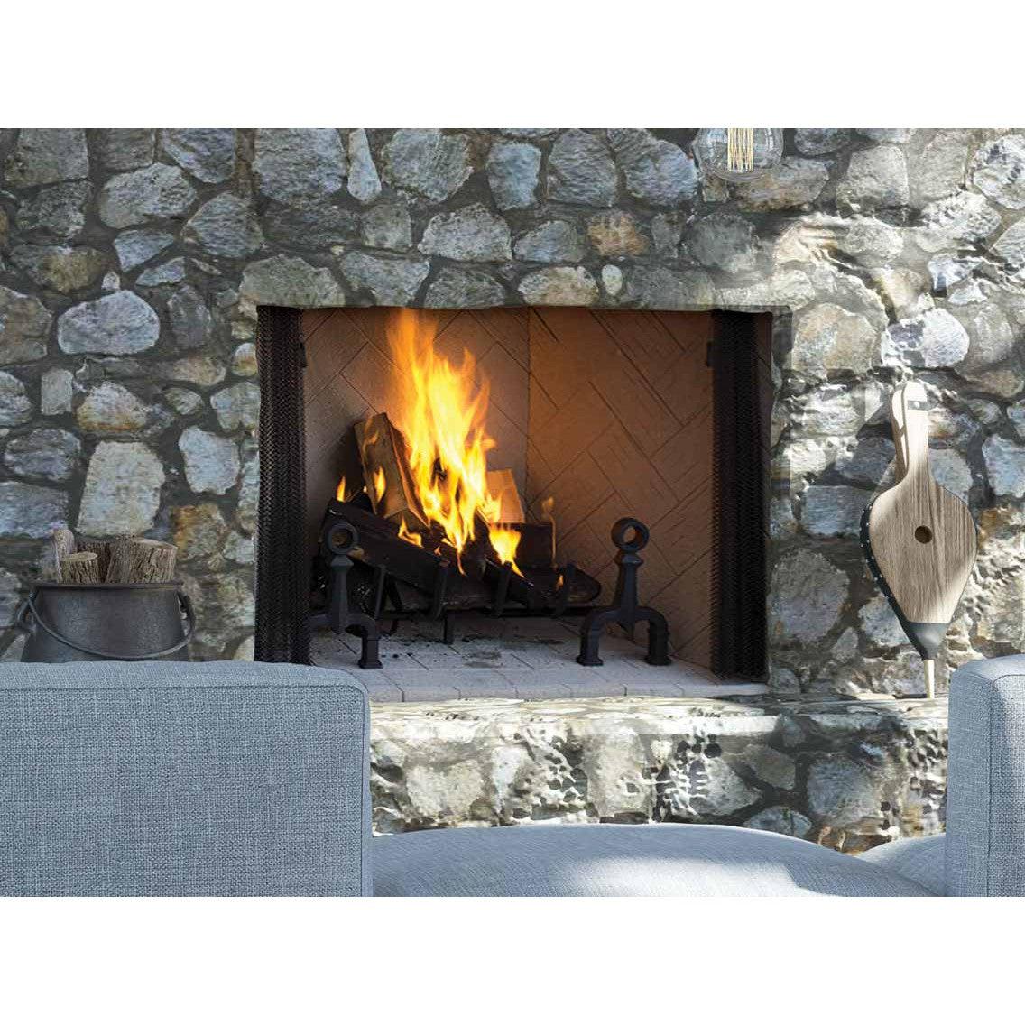 Superior 36 Wood Burning Outdoor Fireplace WRE4536 White Stacked Refractory Panels