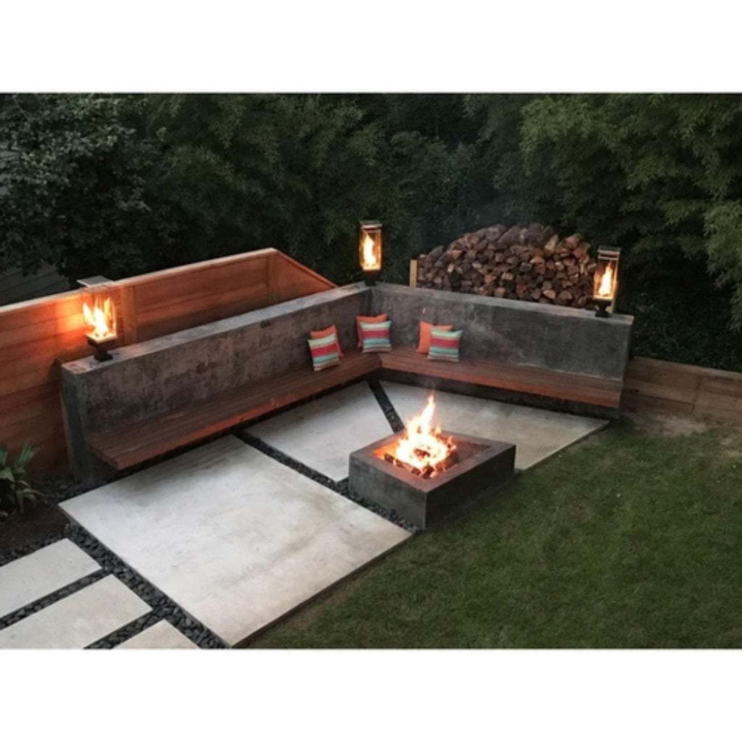 Tempest 20K 18" Black Natural Gas Decorative Outdoor Torch Head With Pillar Mount Assembly and Manual Piezo Ignition