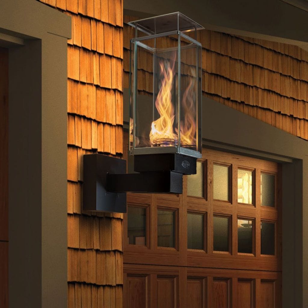 Tempest 20K 18" Black Propane Gas Decorative Outdoor Torch Head With Wall Mount Assembly and Manual Piezo Ignition