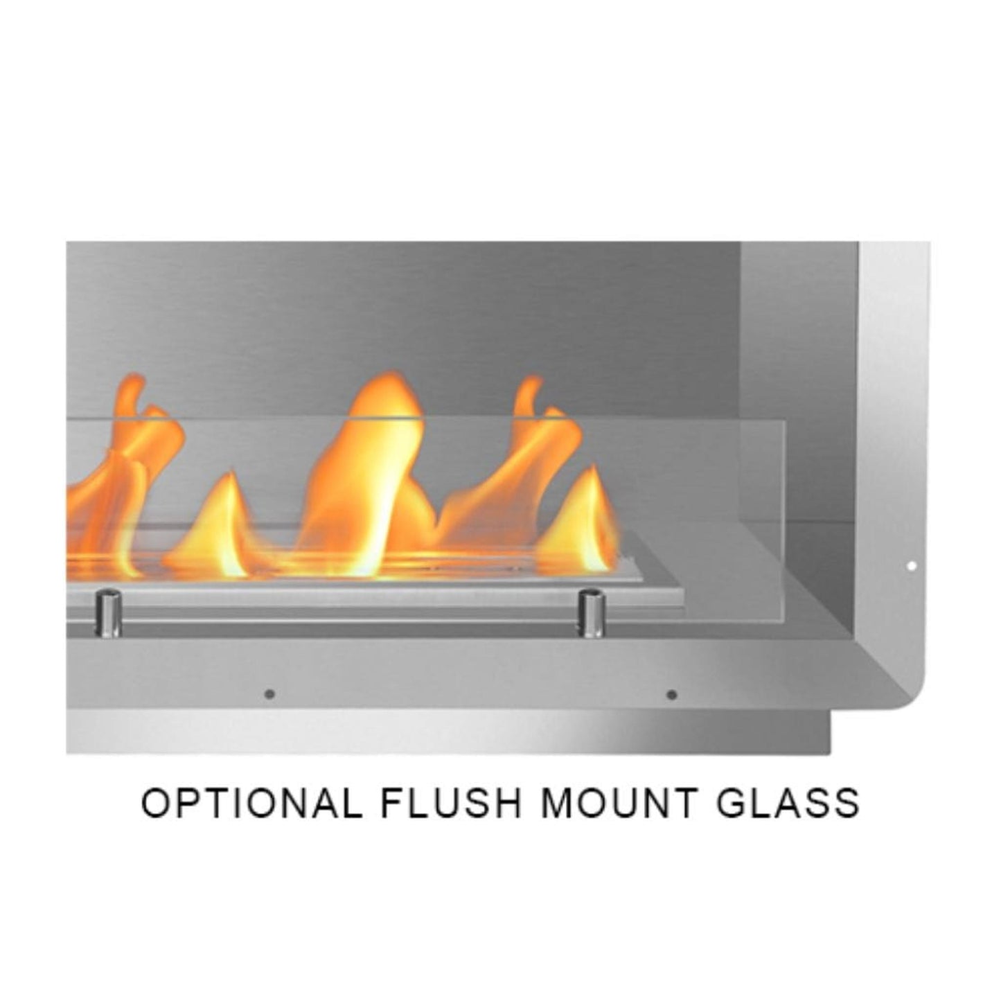 The Bio Flame Firebox 84" Stainless Steel Double Sided Flush Built-In Ethanol Fireplace With 60" Manual Burner