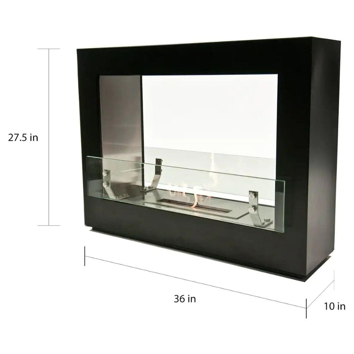 The Bio Flame Rogue 36" White 2.0 Freestanding See-Through Ethanol Fireplace
