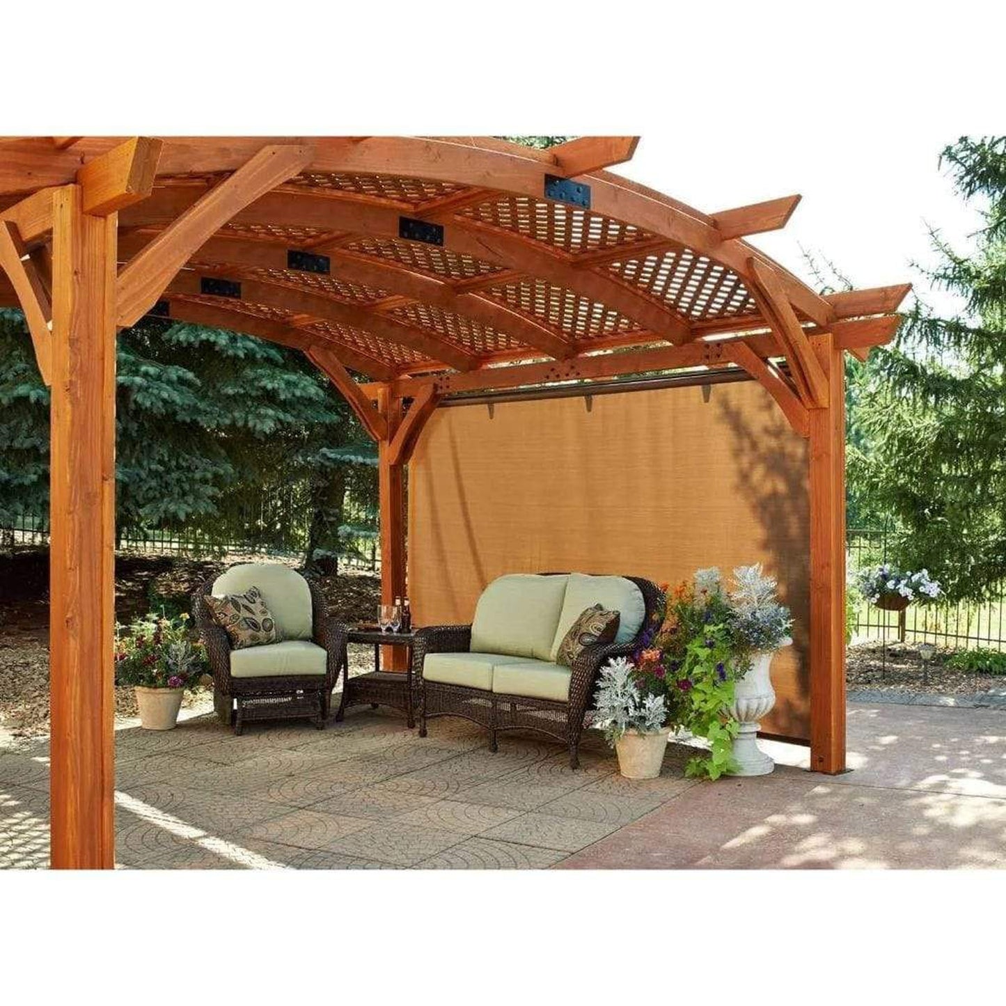 The Outdoor GreatRoom Company 12' x 16' Redwood Sonoma Arched Wood Pergola
