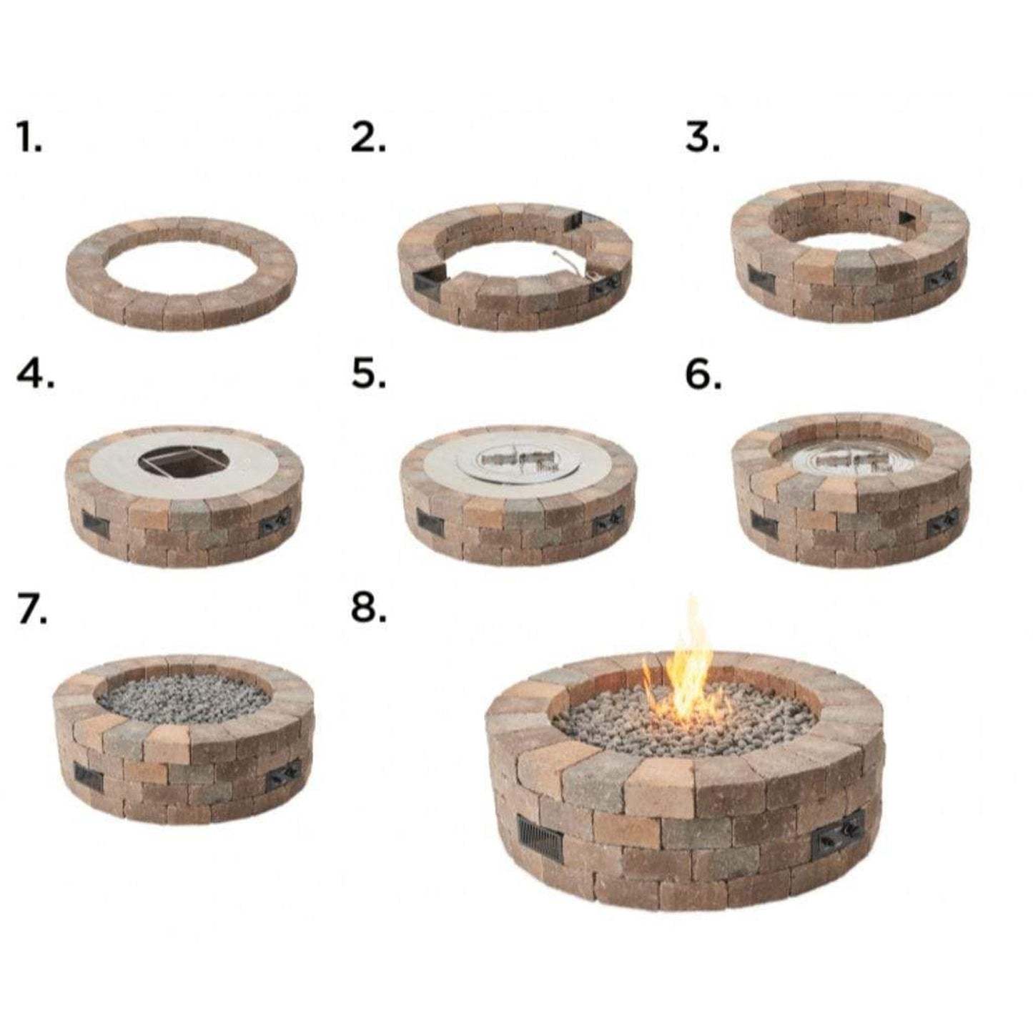 The Outdoor GreatRoom Company Bronson 52" Round Block Gas Fire Pit Kit