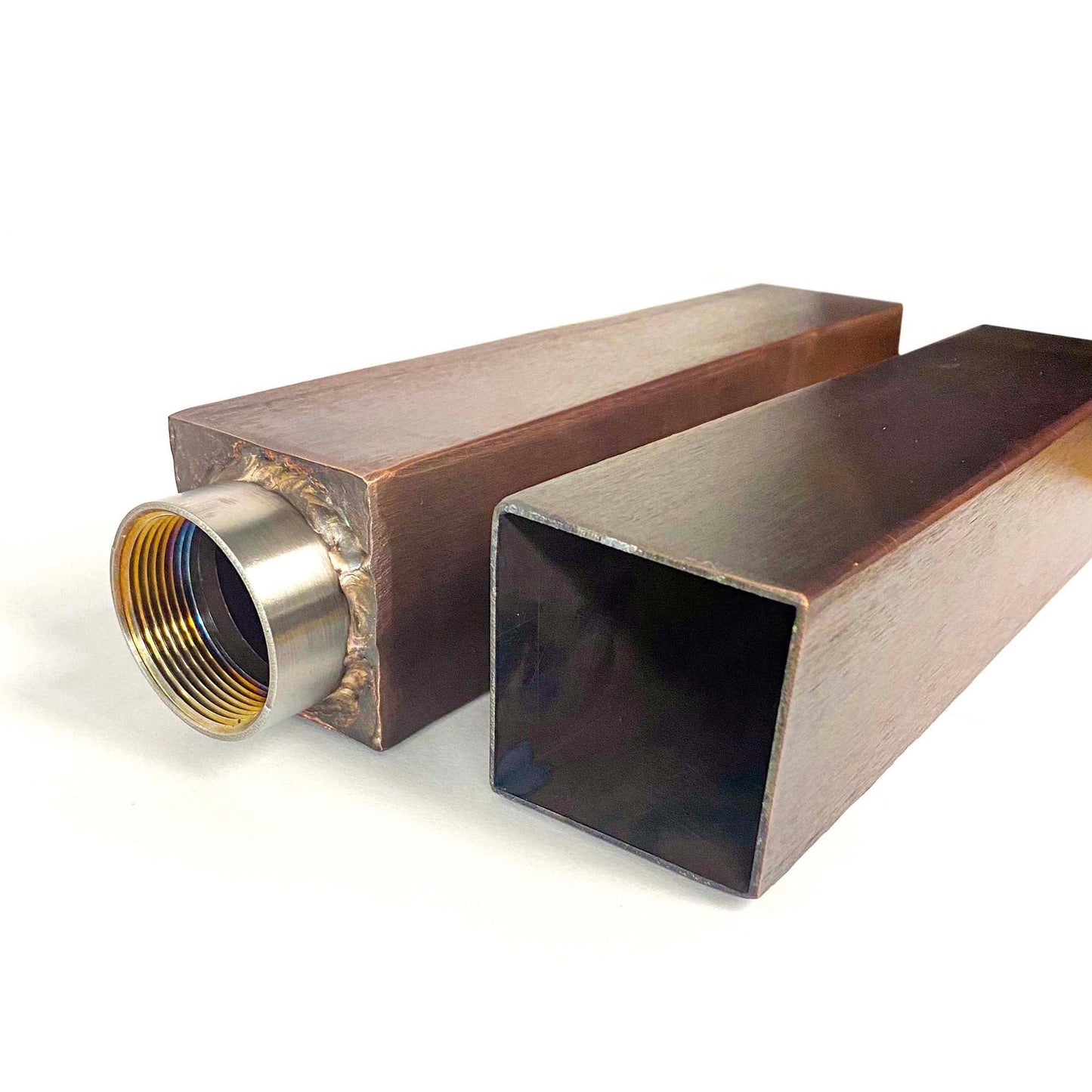 The Outdoor Plus 12" Copper Box Mini Scupper with Threaded Back