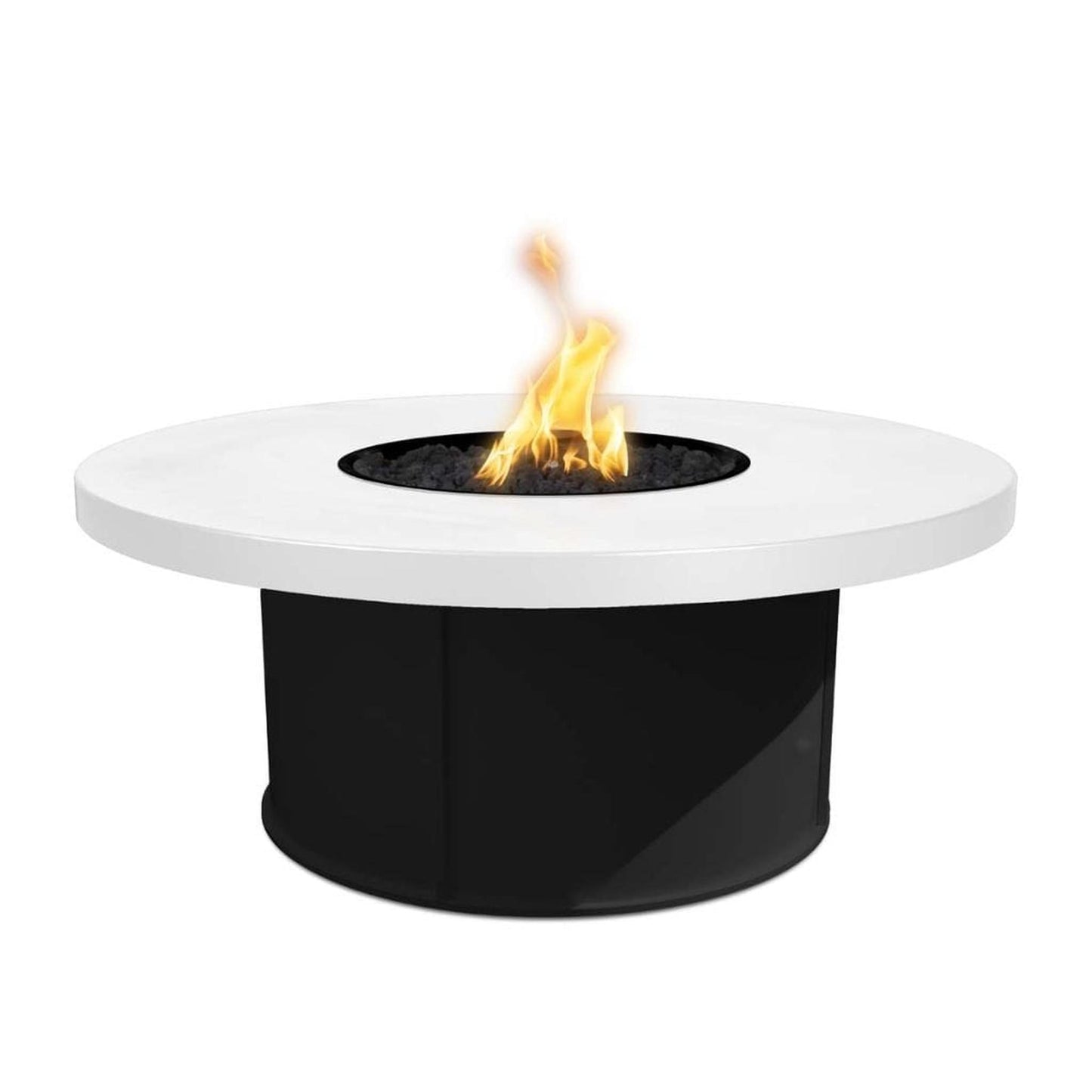 The Outdoor Plus 36" Mabel Black & White Steel Round Fire Pit Table